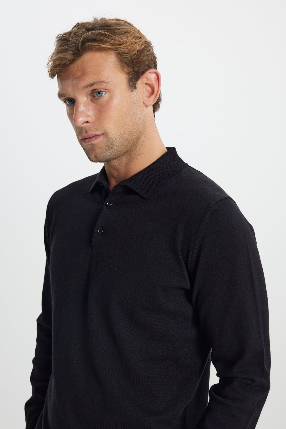 Men's Black Cotton Standard Fit Normal Cut Polico Sweater