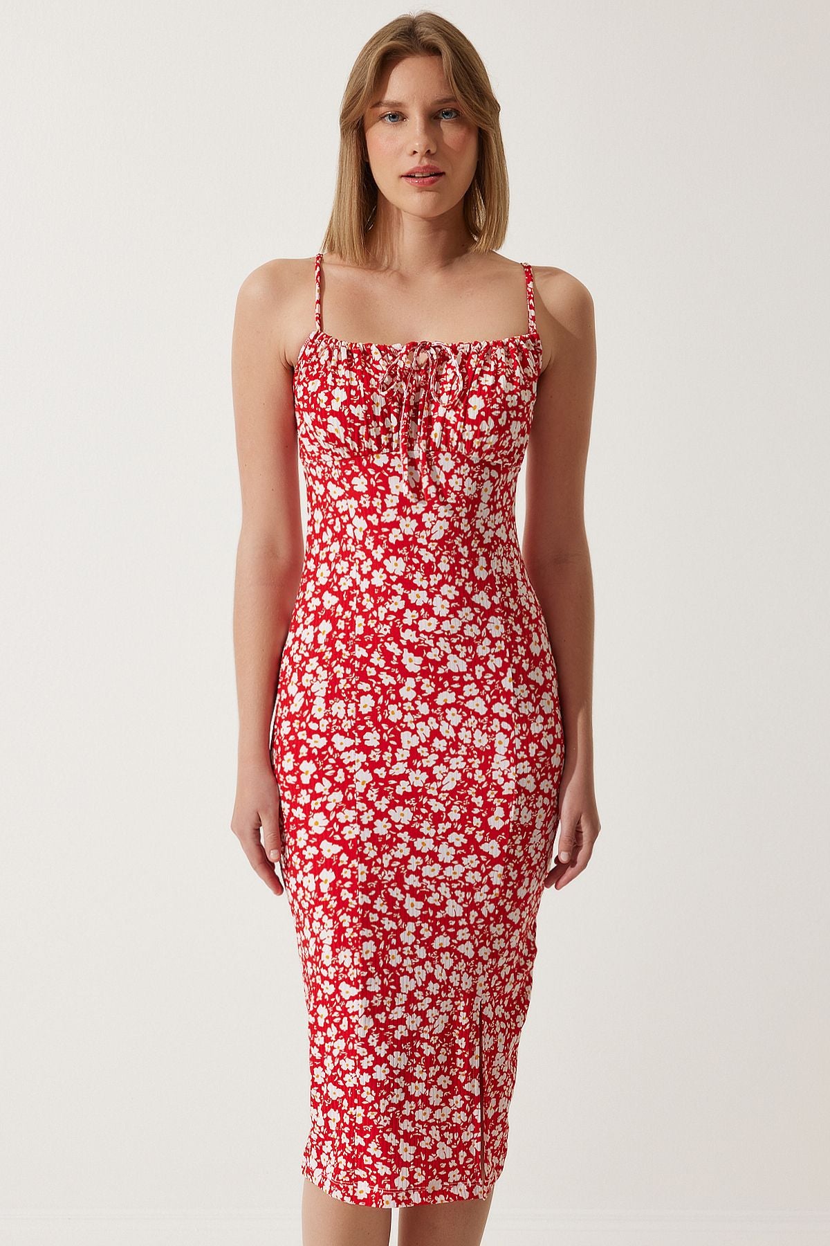 Woman Red Flower Sweting Summer Knitting Dress CI00029