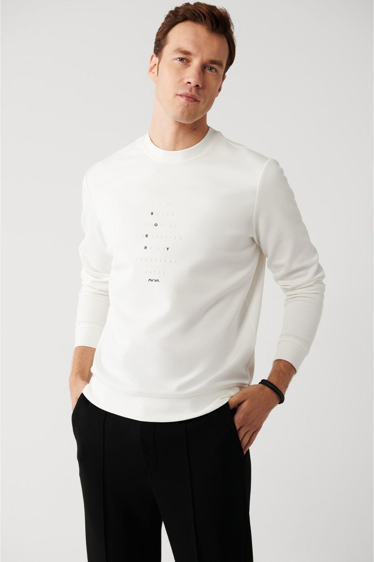 Men's white bike collar interlok fabric printed sweatshirt a32y1383