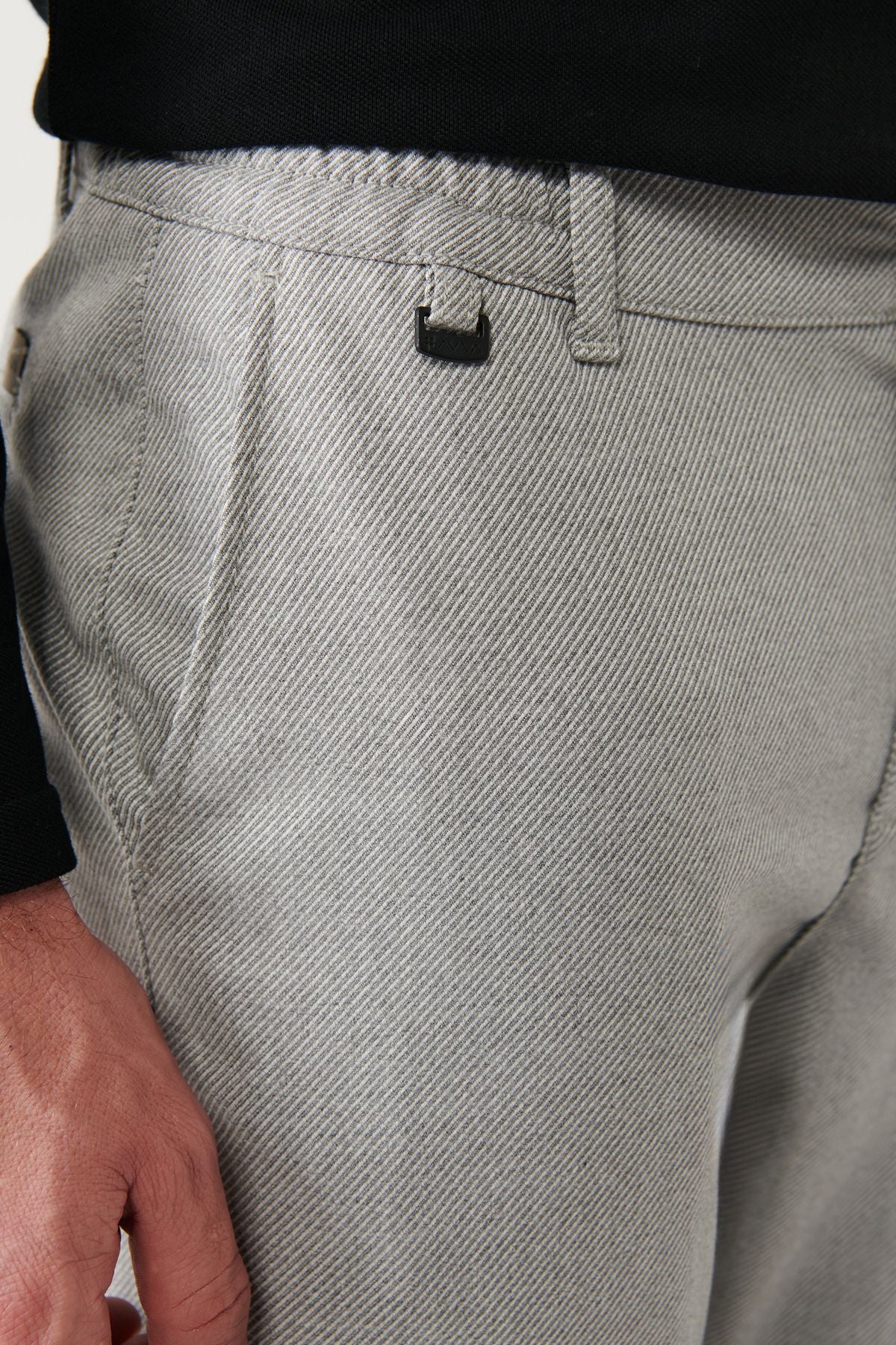 Men's Light Gray Side Pocket Waist Patterned Trousers A32Y3083