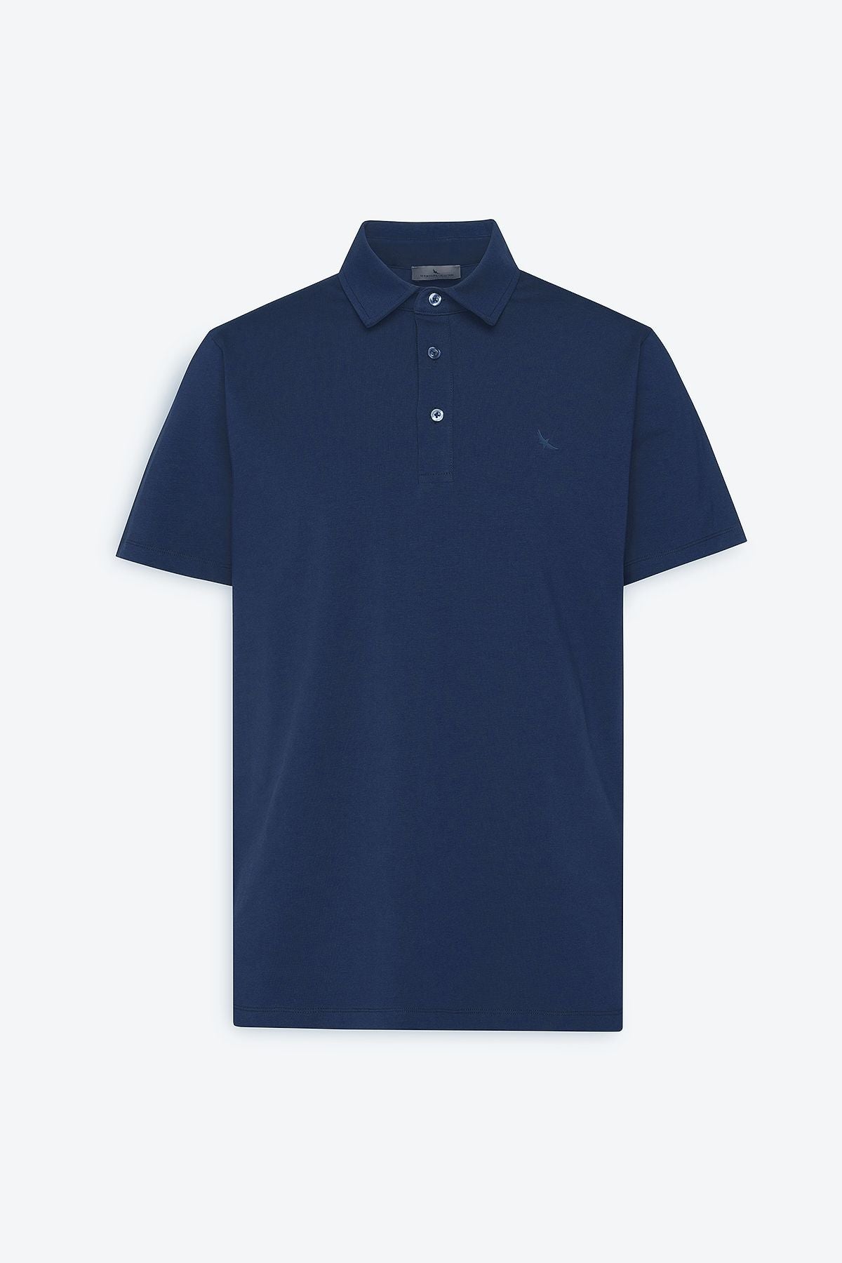 Men's navy blue slim fit narrow cut polo collar cotton t -shirt