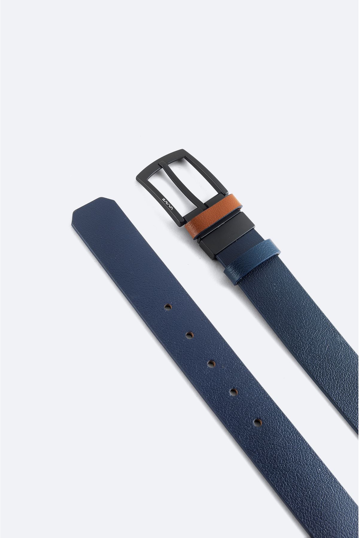 Men's Navy Blue-Taba 100 %Leather Double Sided Belt A32y9317