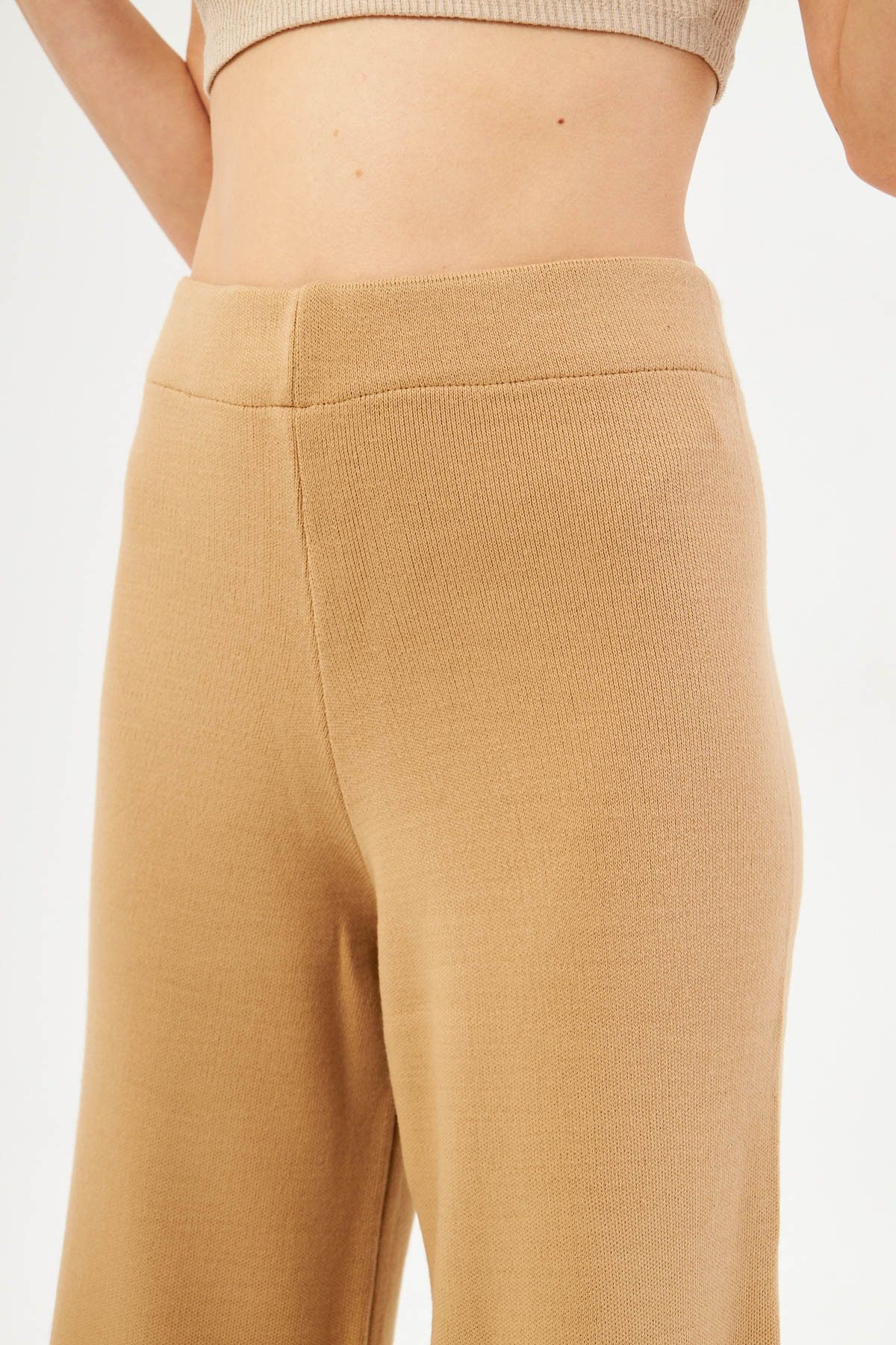 Female mink waist triko palazzo pants arm-25k069003