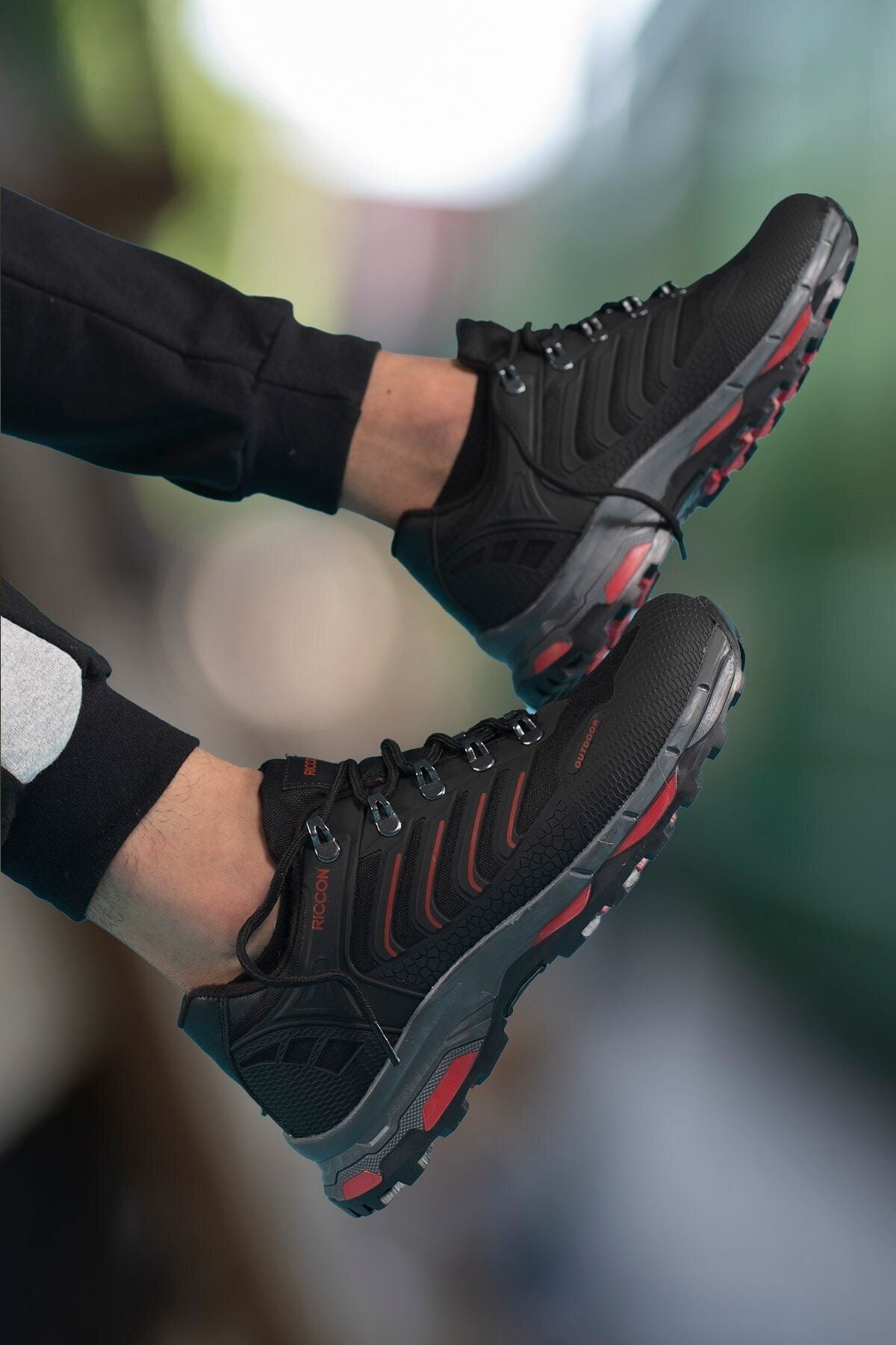 Siyah Kırmızı Unisex 3d Rubber Trekking Ayakkabı 00128060
