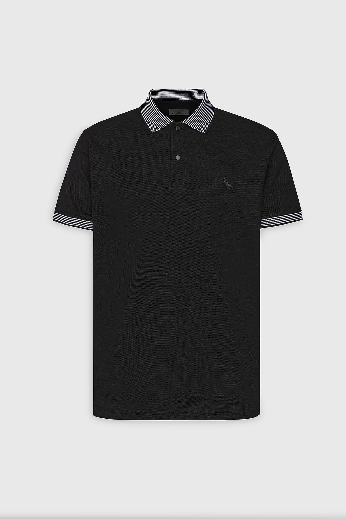 Erkek Siyah Slim Fit Dar Kesim %100 Pamuk Polo Yaka Tişört