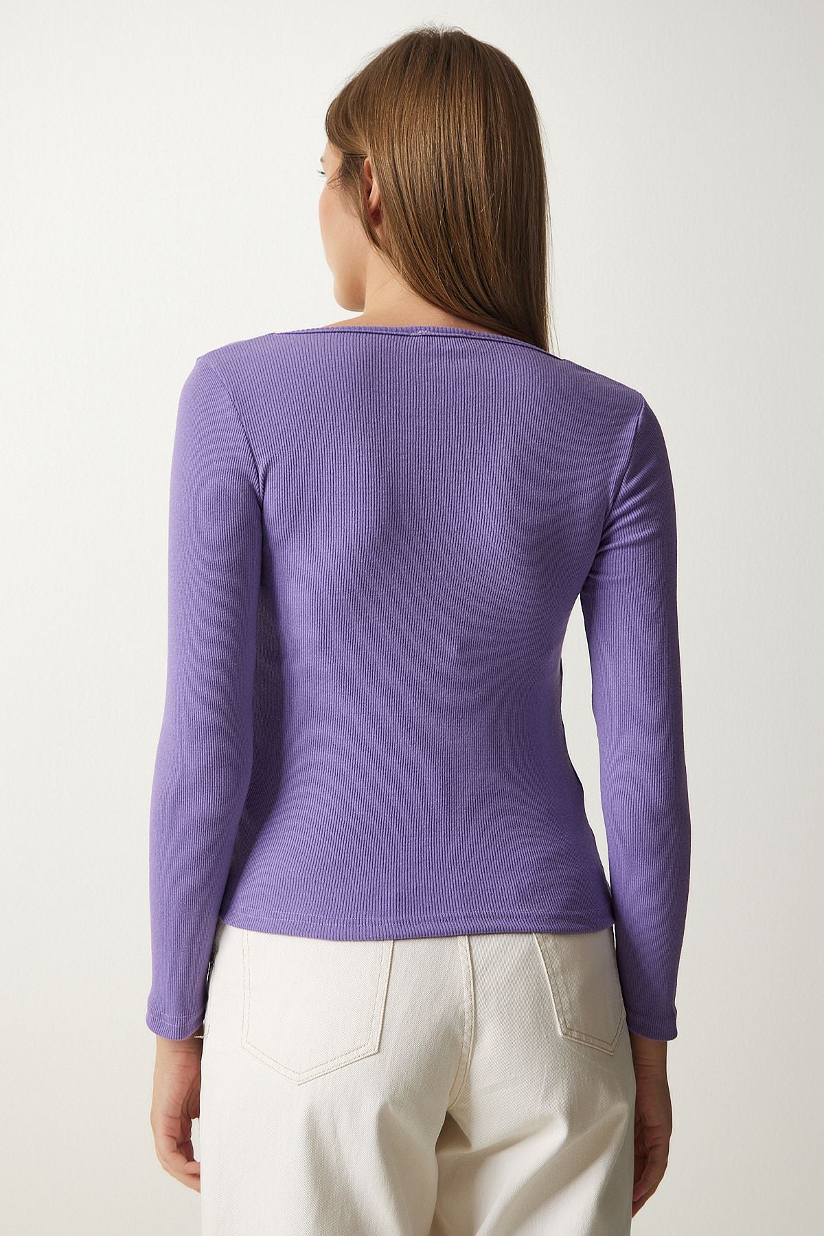 Women's Lilac Heart Collar Vumor Knitting Blux GT00100