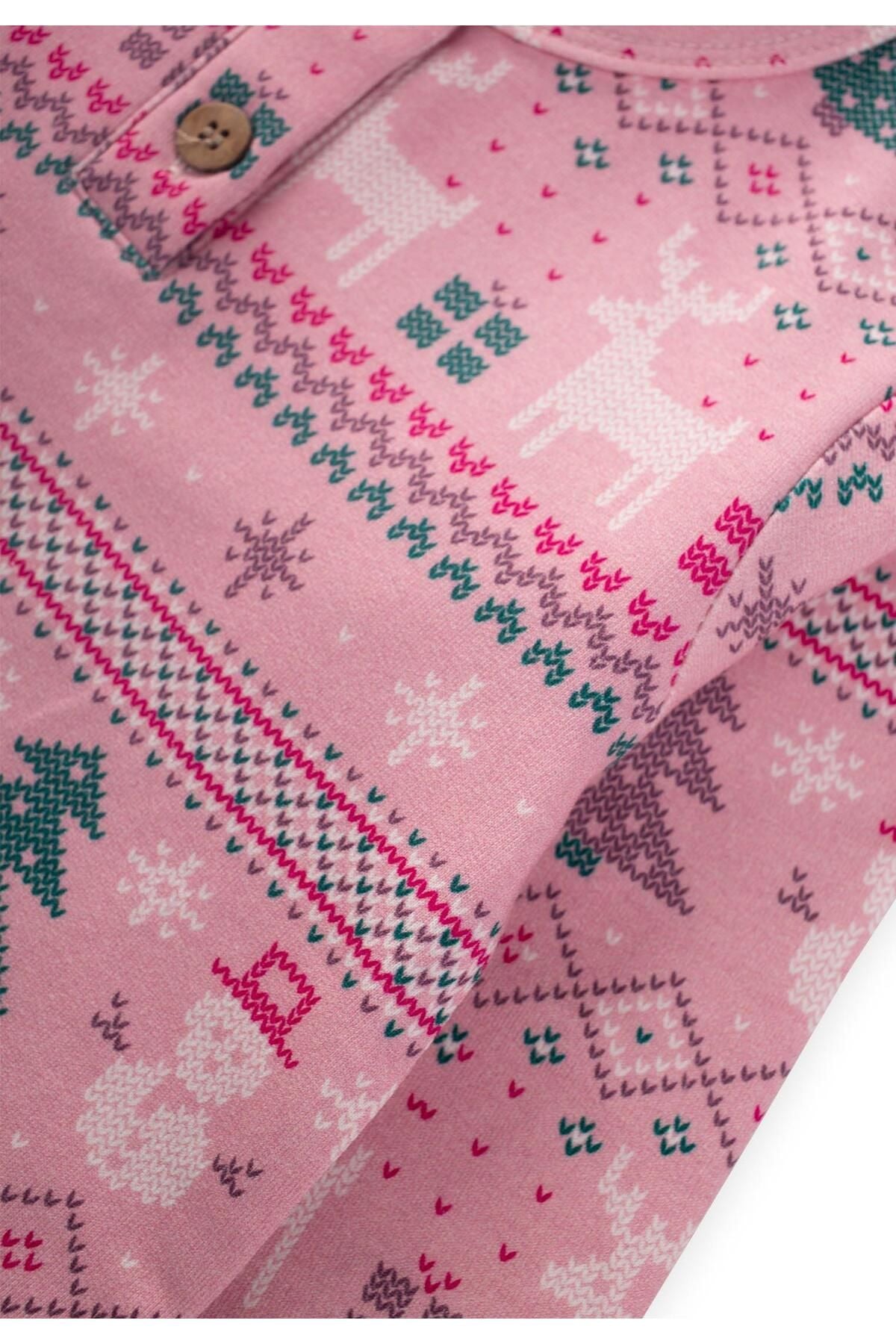 Snow Themed Pajama Set 1-9 Age Pink