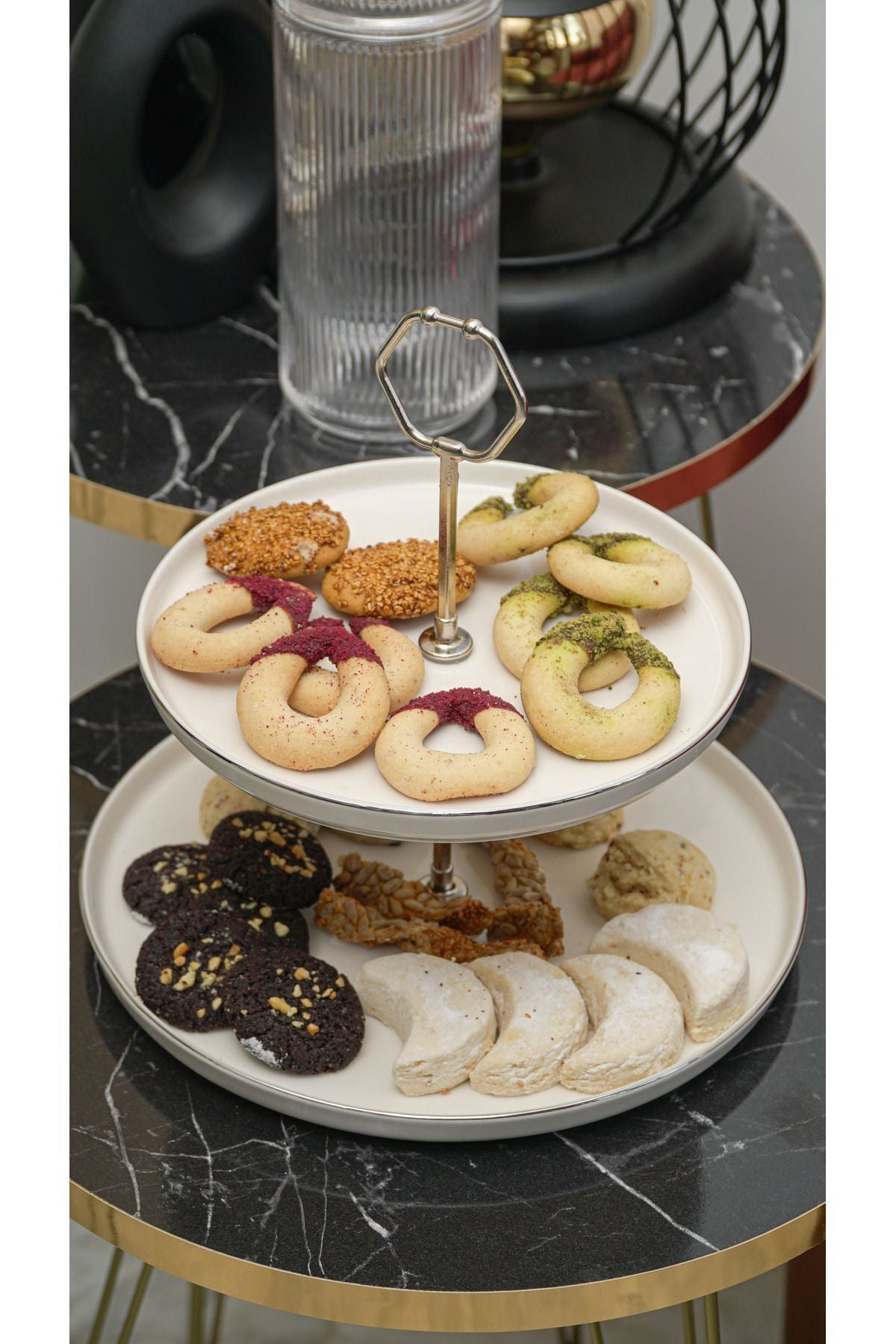 Dream Platinum Gildiz Porcelain Cookies and Presentation Broken White