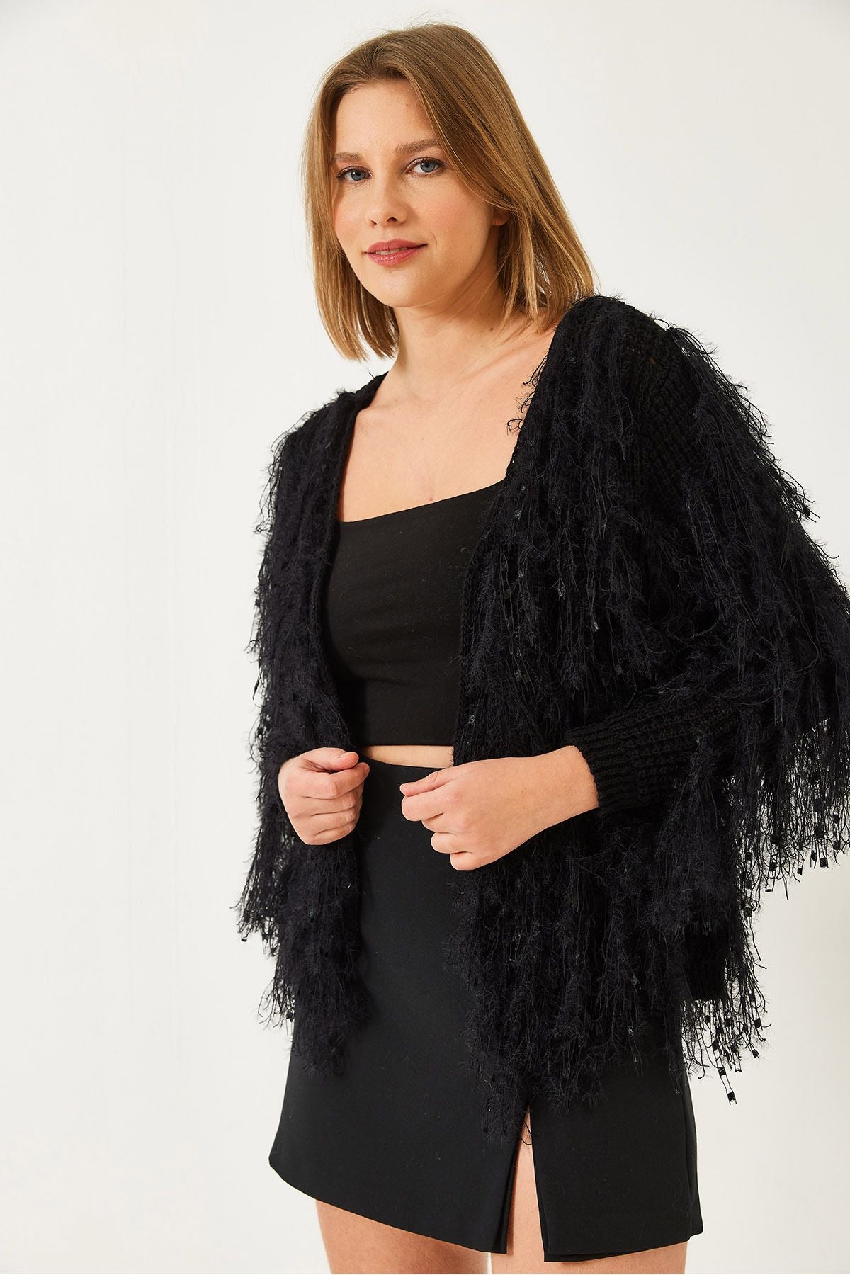 Female fringed knitwear cardigan 20246249