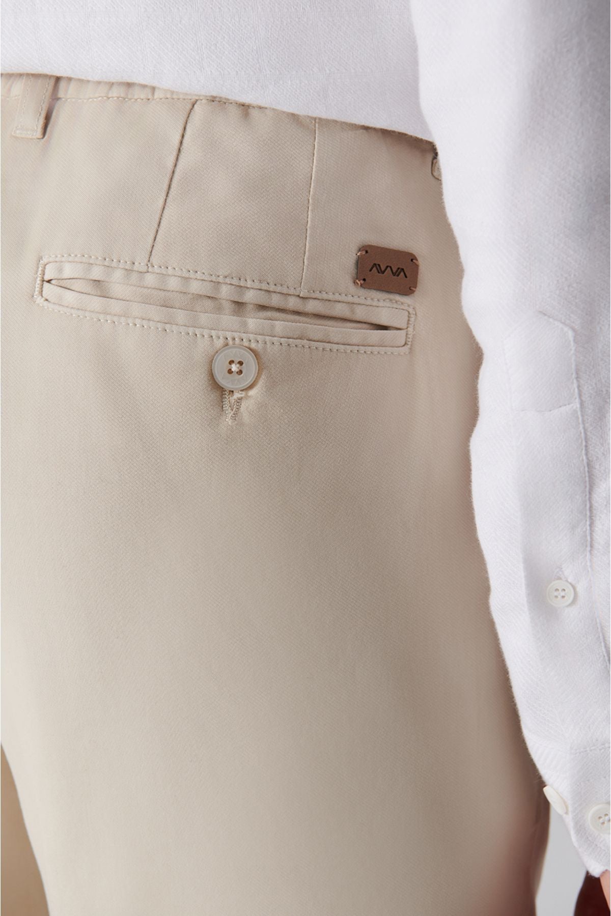 Men's Beige Side with Rubble Soft key Chino Trousers A32Y3002