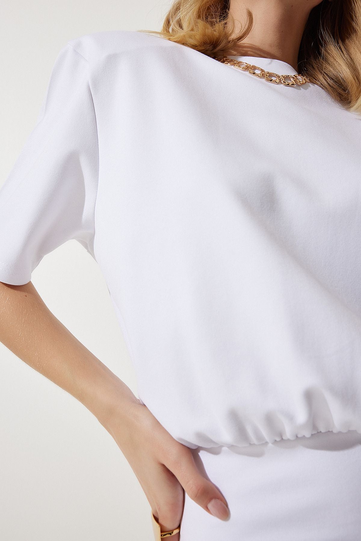 Woman White Homeland Lycra knitted dress ny00002