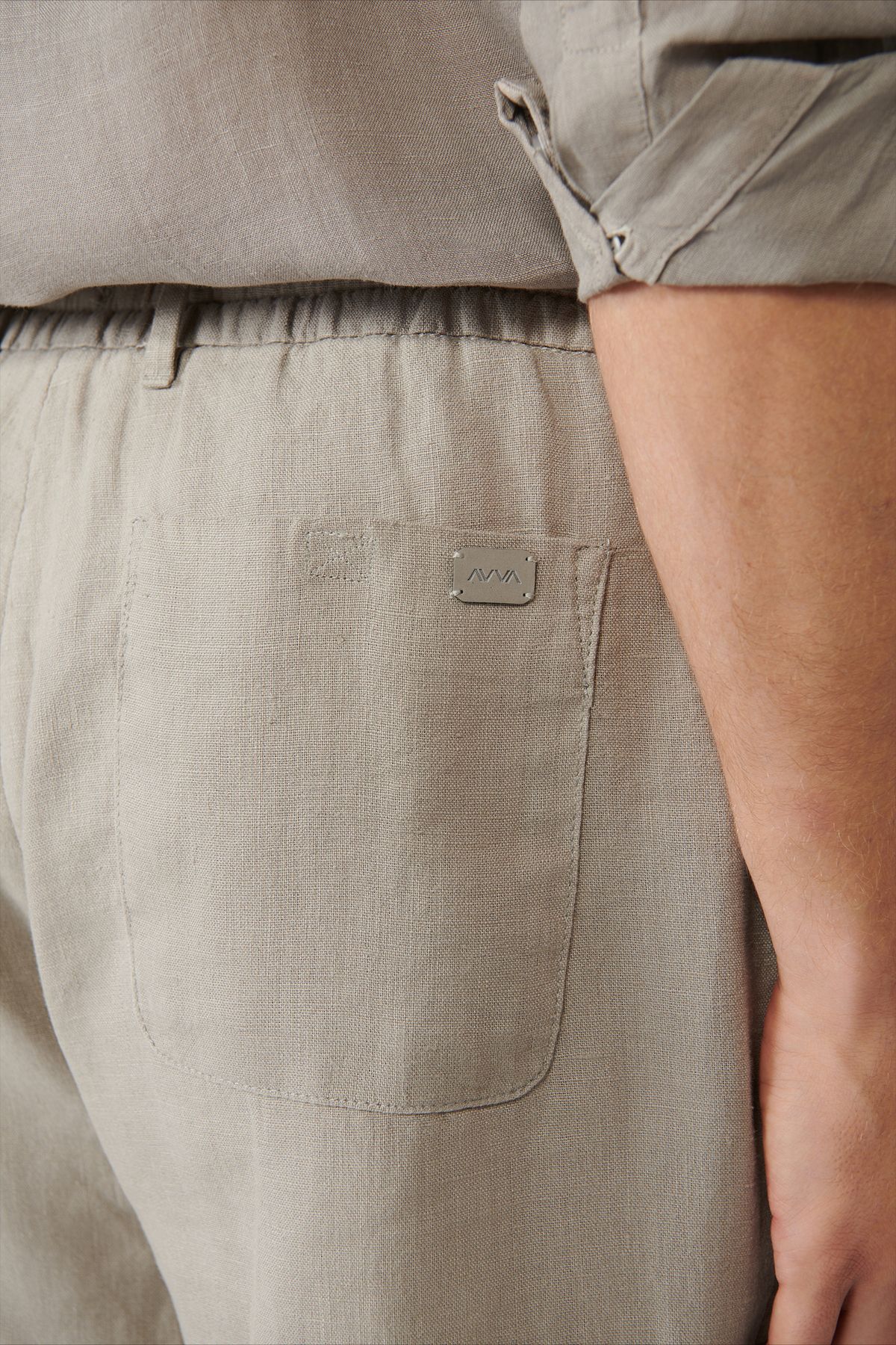 Men's Gray Waist Tire 100 %Linen Assos Short A41y3710