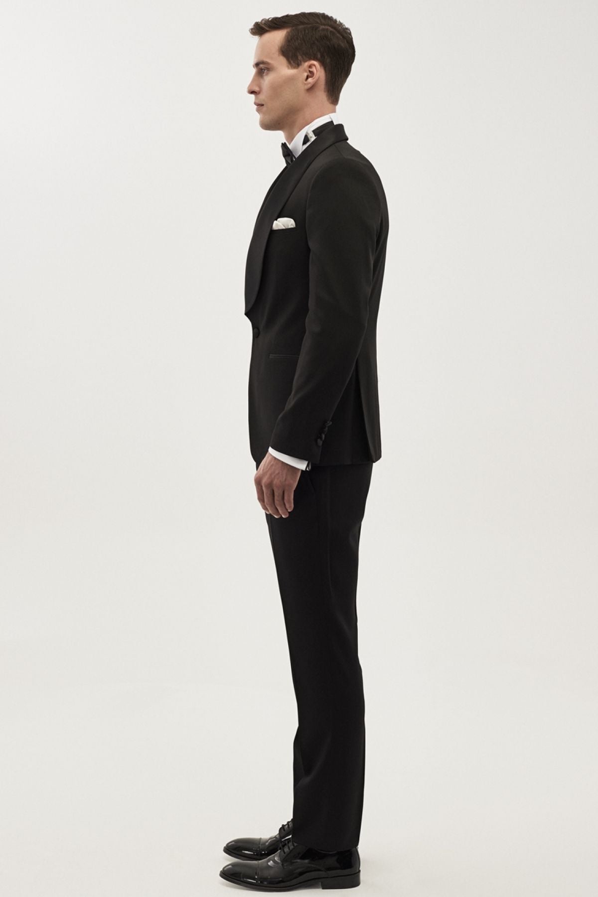 Men's Black Slim Fit Narrow Cut Patterned Patterned Tuxedo