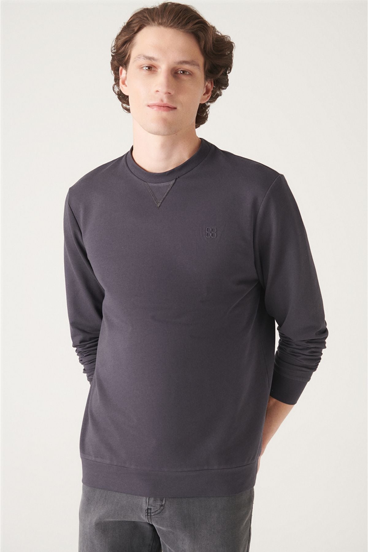 Men's anthracite bike collar cotton 2 -hot Sweatshirt E001200