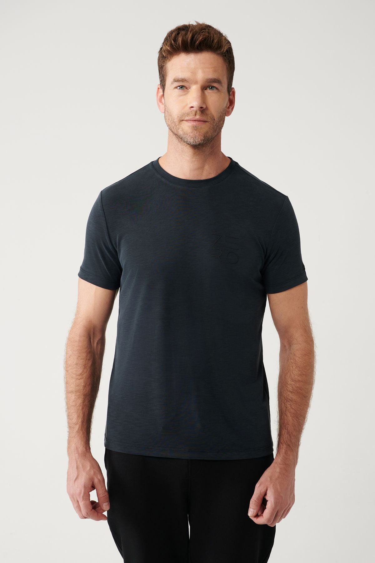 Men's anthracit Soft Touch Bicycle Collar Printed T-Shirt A32Y1008