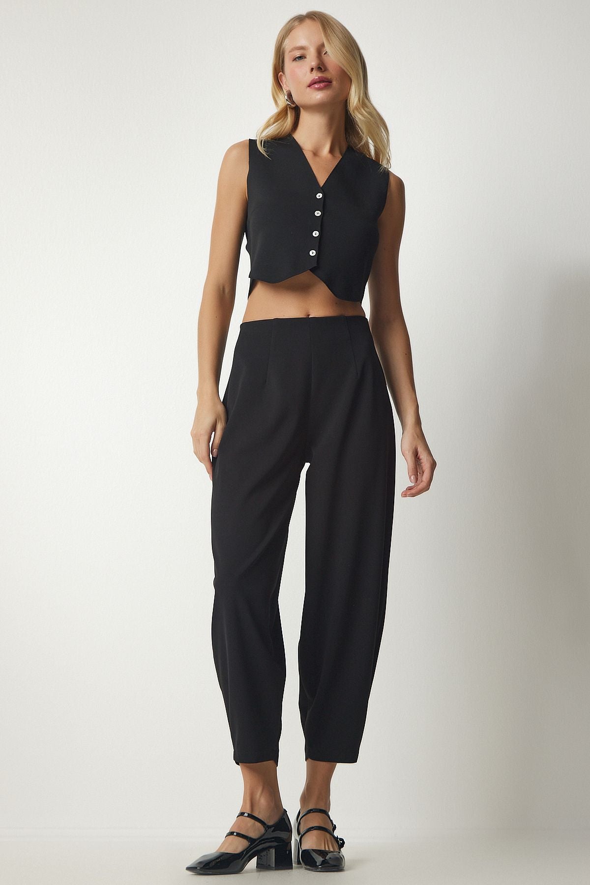 Female black pliers woven shalwar pants to00099