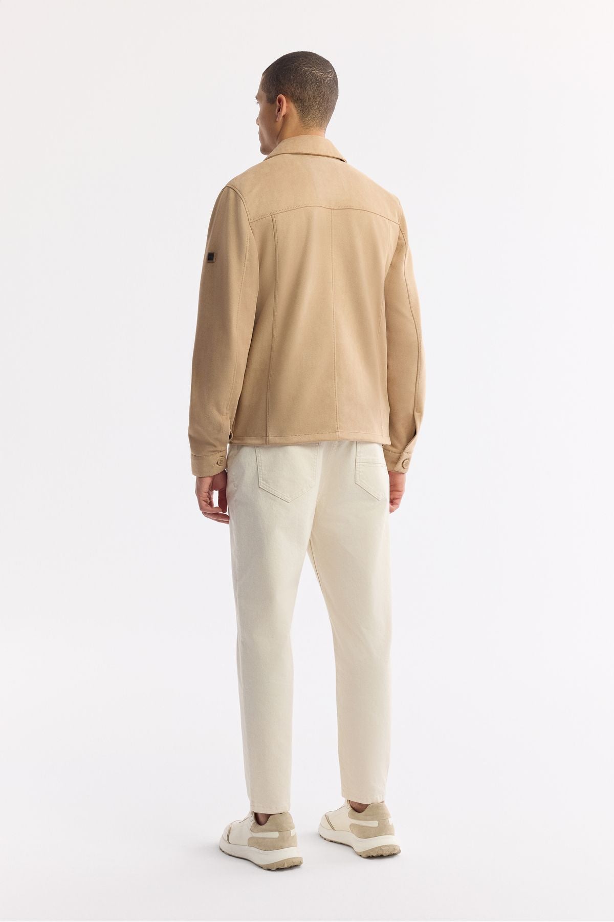 Men's Beige Classic Collar Pocket Lined Mont A51y6002