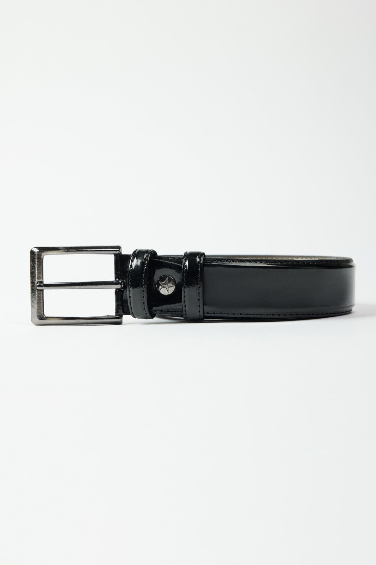 Men's black patent leather belt