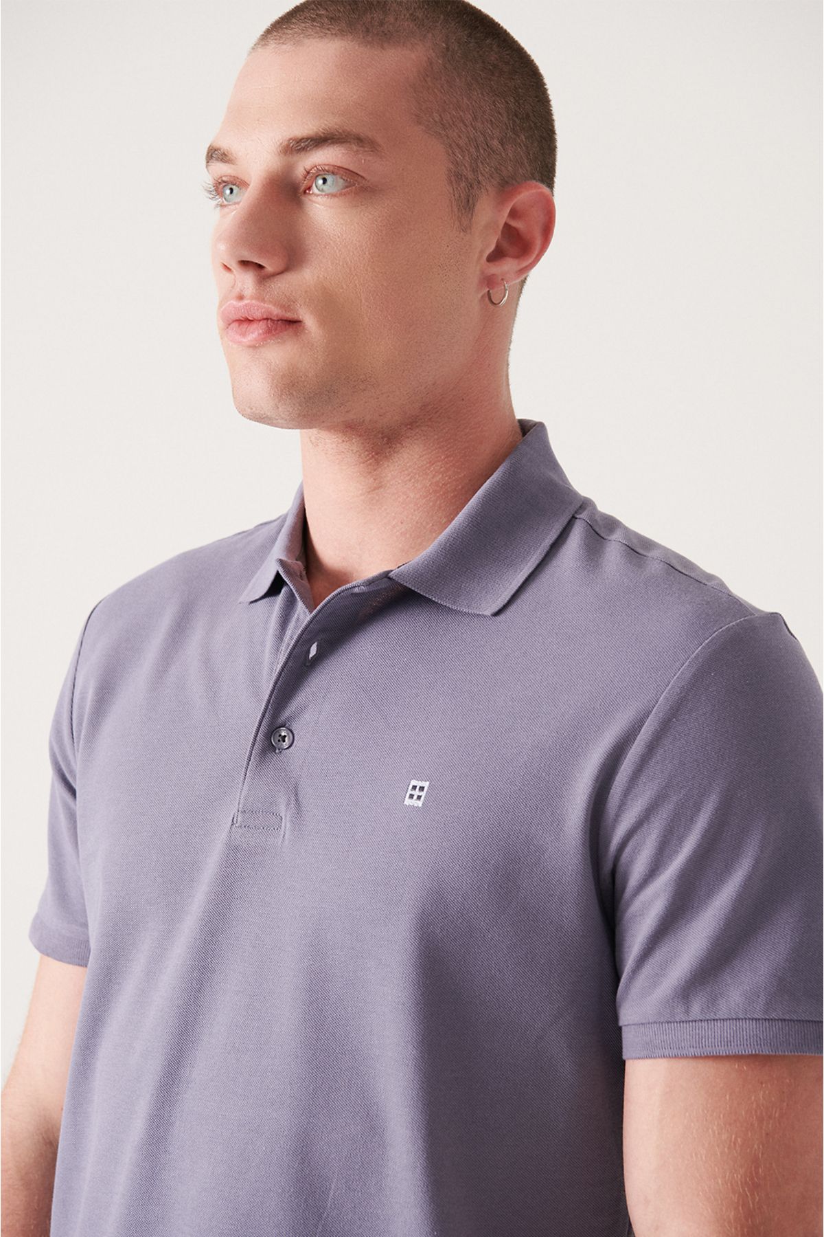 Men's lilac 100 %cotton cool, Polo Yaka T-shirt E001004