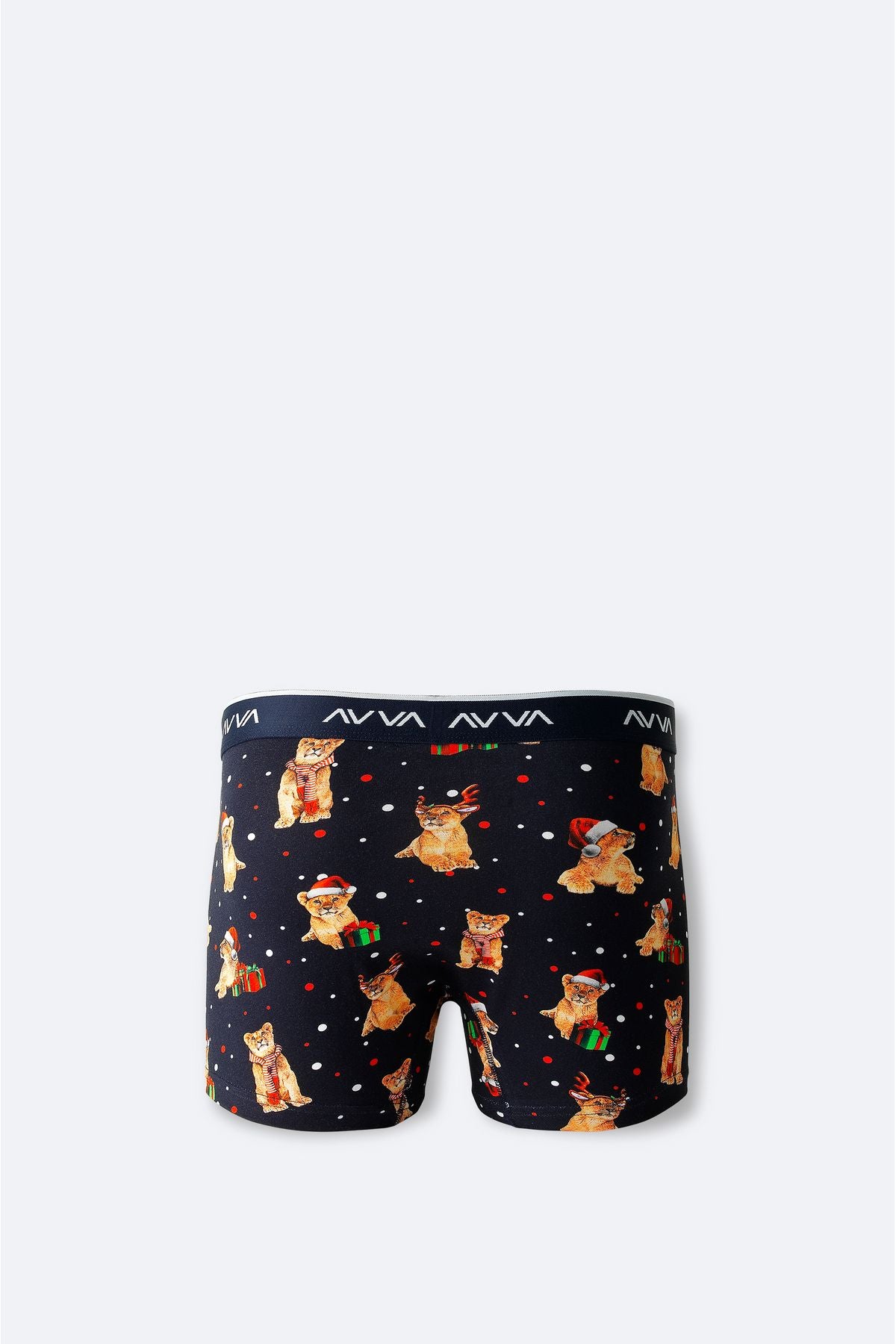Men's Navy blue New Year's Patterned Single Box Boxer Boxer A42y9522