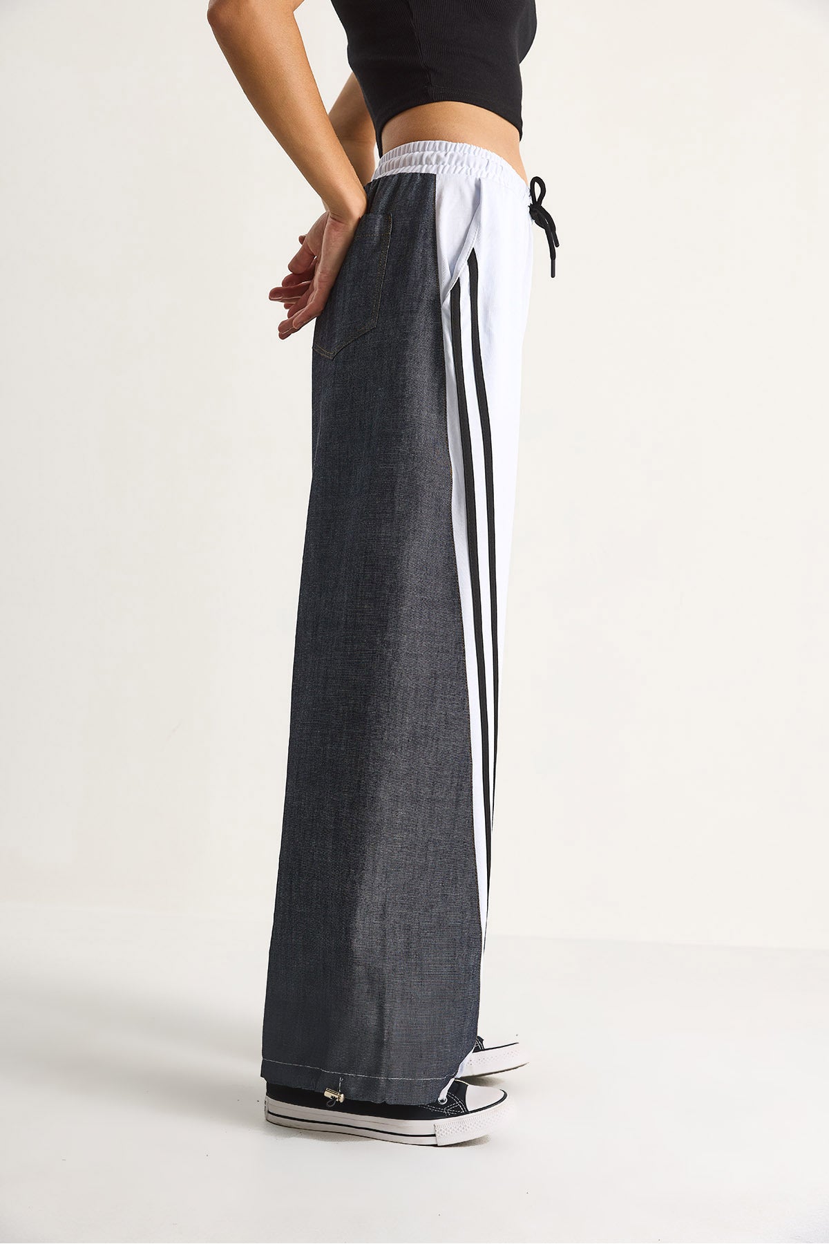 Women's Adjustable Leg High Waist Stripe Detailed Trousers 60284069