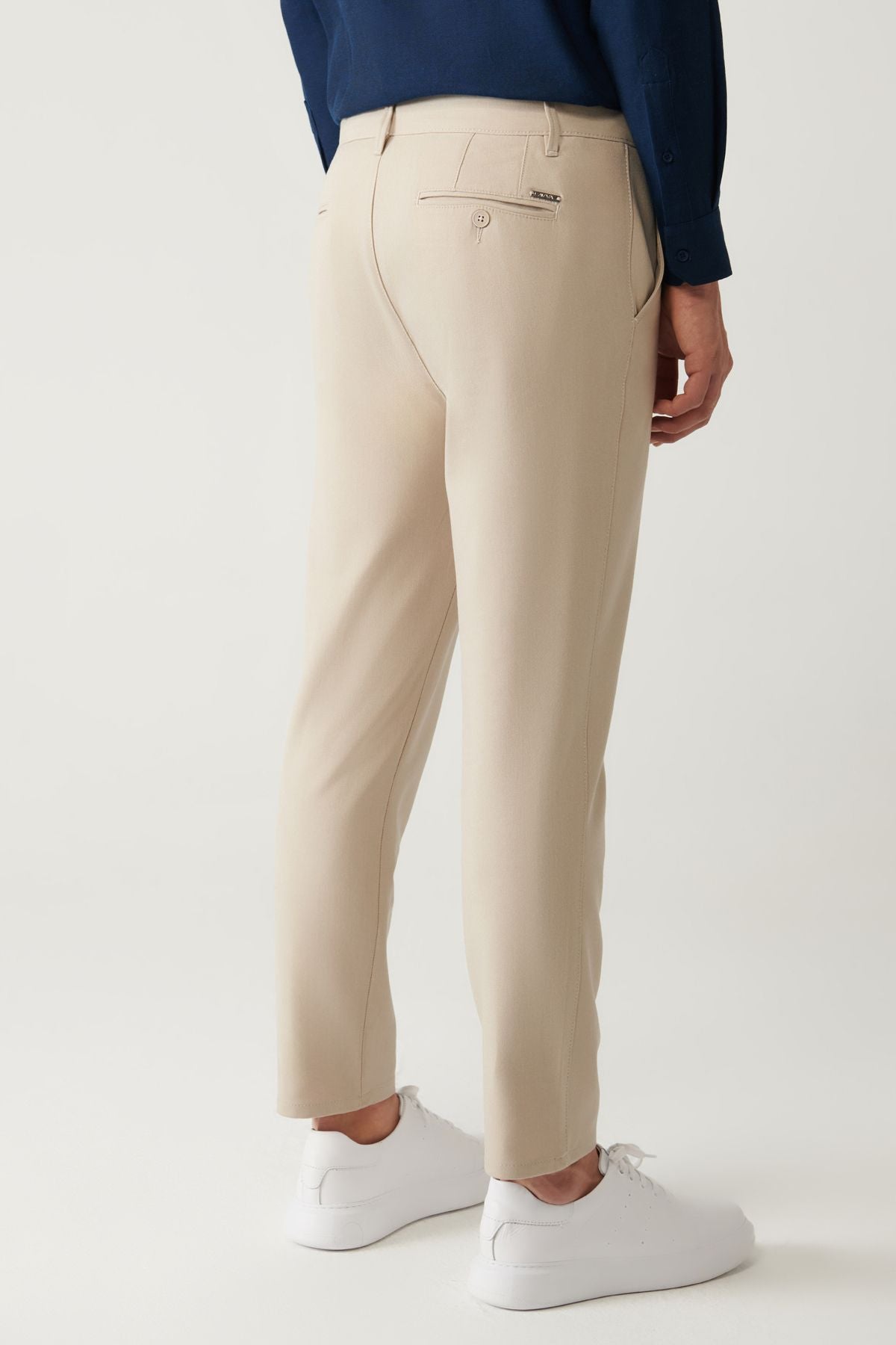 Men's Beige Classic Waist Soft key Lamus Chino Pants B003035