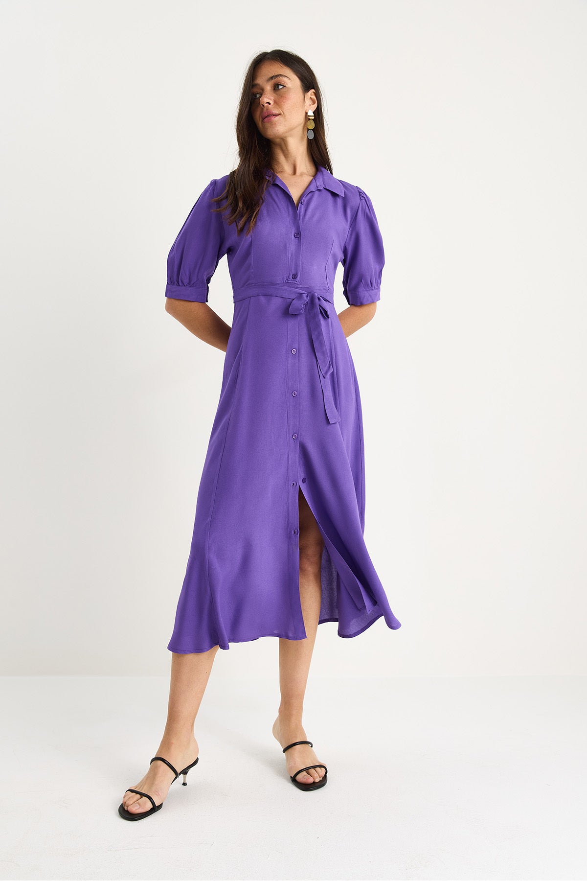 Women's Belted Summer Shirt Dress 8437 60283366