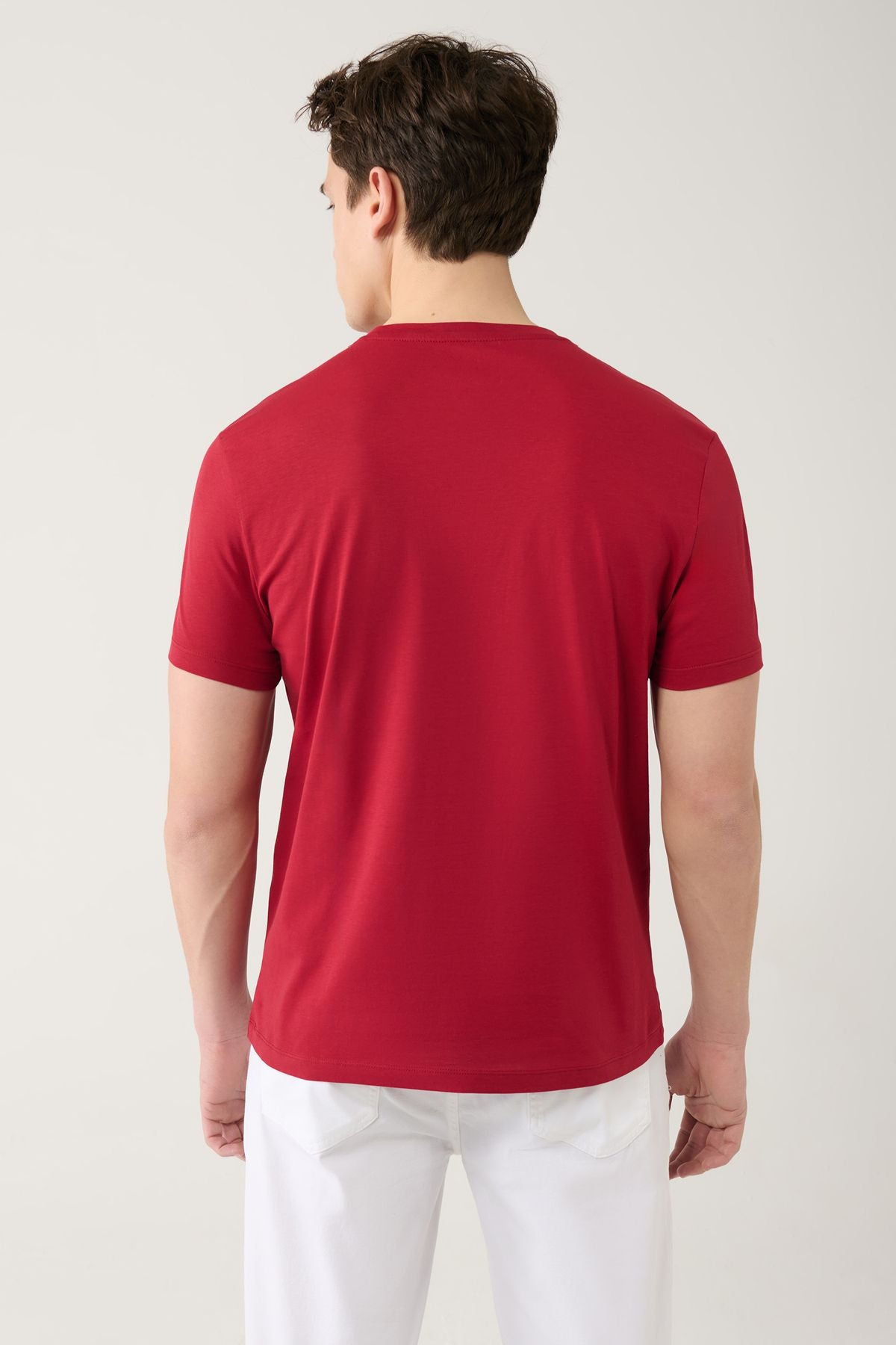 Men's Bordeaux 100 %Cotton Breathing Bicycle Yaka T-Shirt E001000