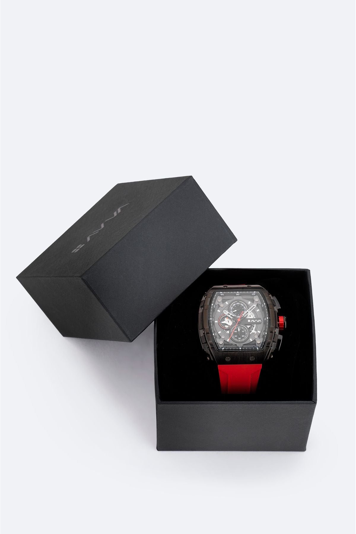 Men's Red Silicone Boxed Clock B009018