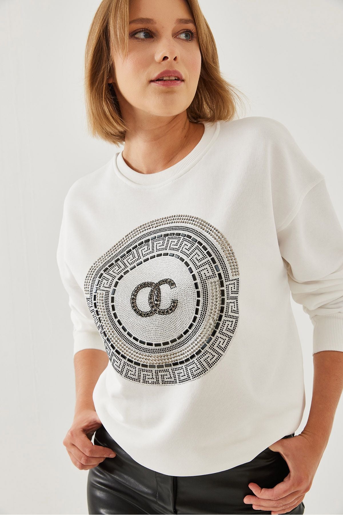 Women's Stone Embroidered Sweatshirt 1562 60251965