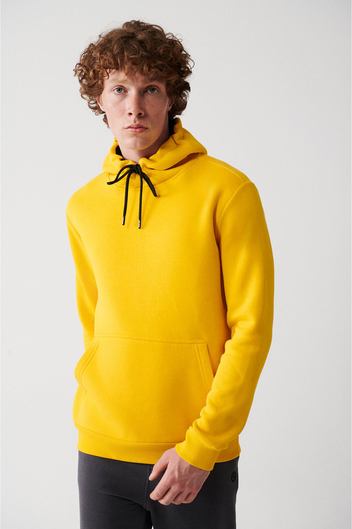 Men's yellow hooded 3 -IP Cotton Sweatshirt E001018