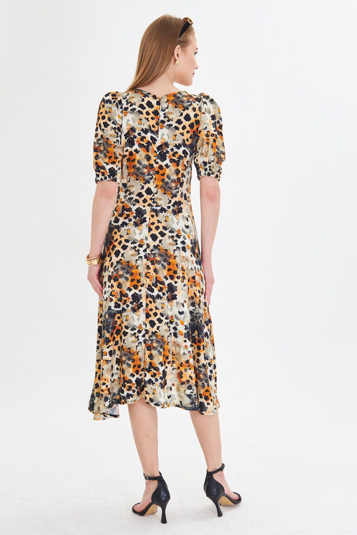 Women's Orange U collar arms with rubber midi height height dress ARM-25Y001004
