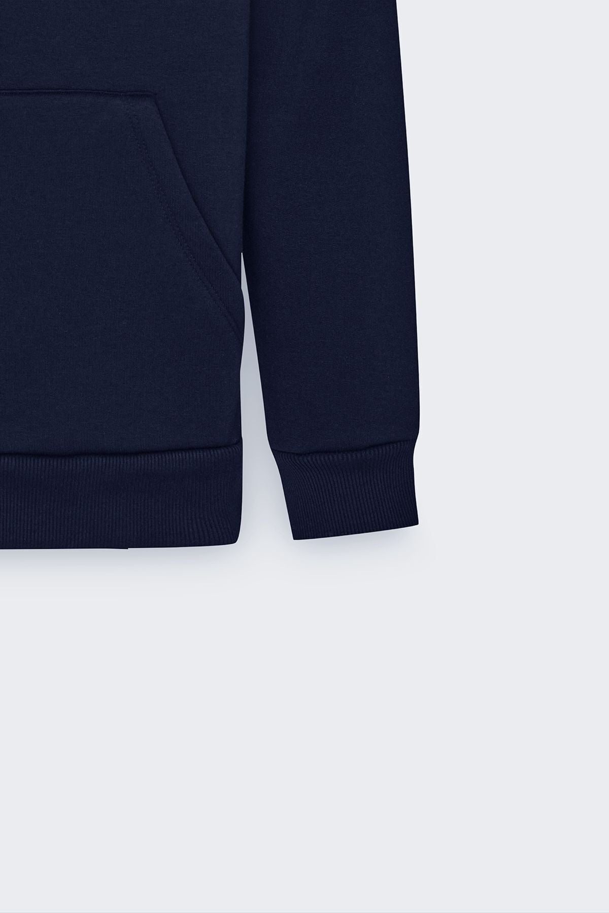 Men's navy blue standard fit normal cut 2 IP cotton hooded sweatshirt