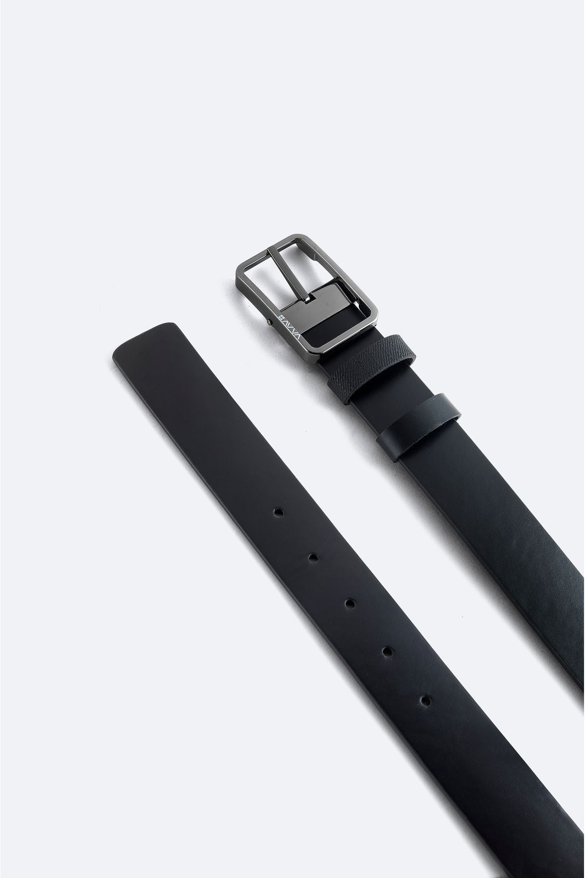 Men's black 100 %leather double -sided flat/patterned belt A41y9312