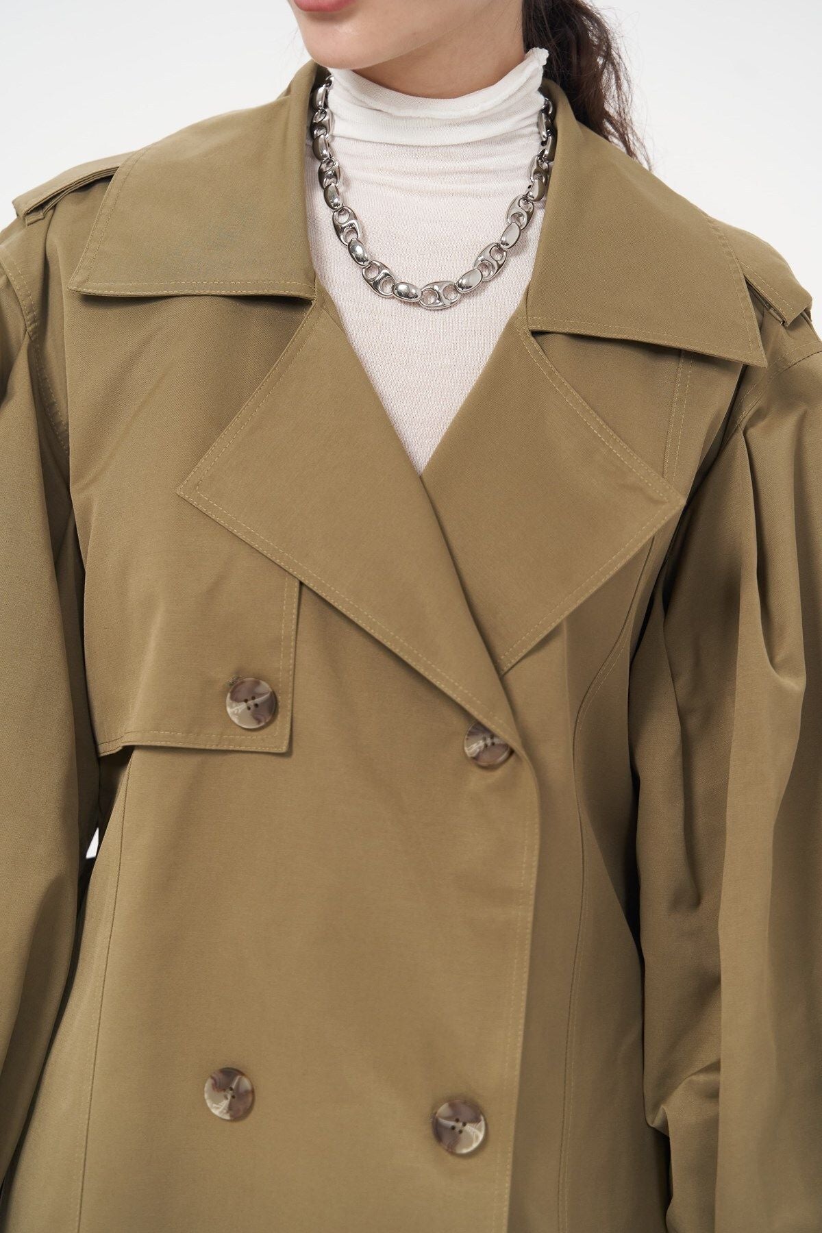 Aubree Haki Oversize trench coat