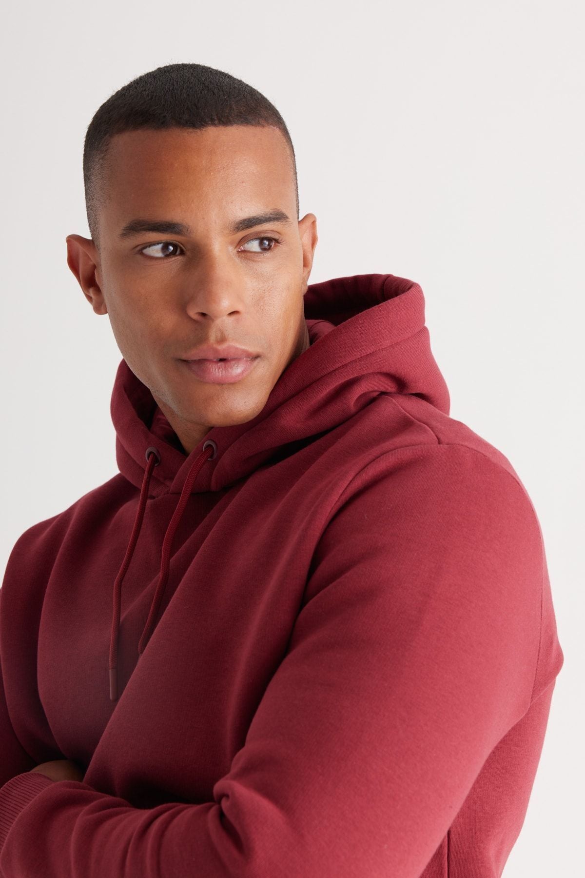 Men's Bordeaux Standard Fit Içi Polar 3 -Triple Hoped Kangaroo Cotton Cotton Sweatshirt