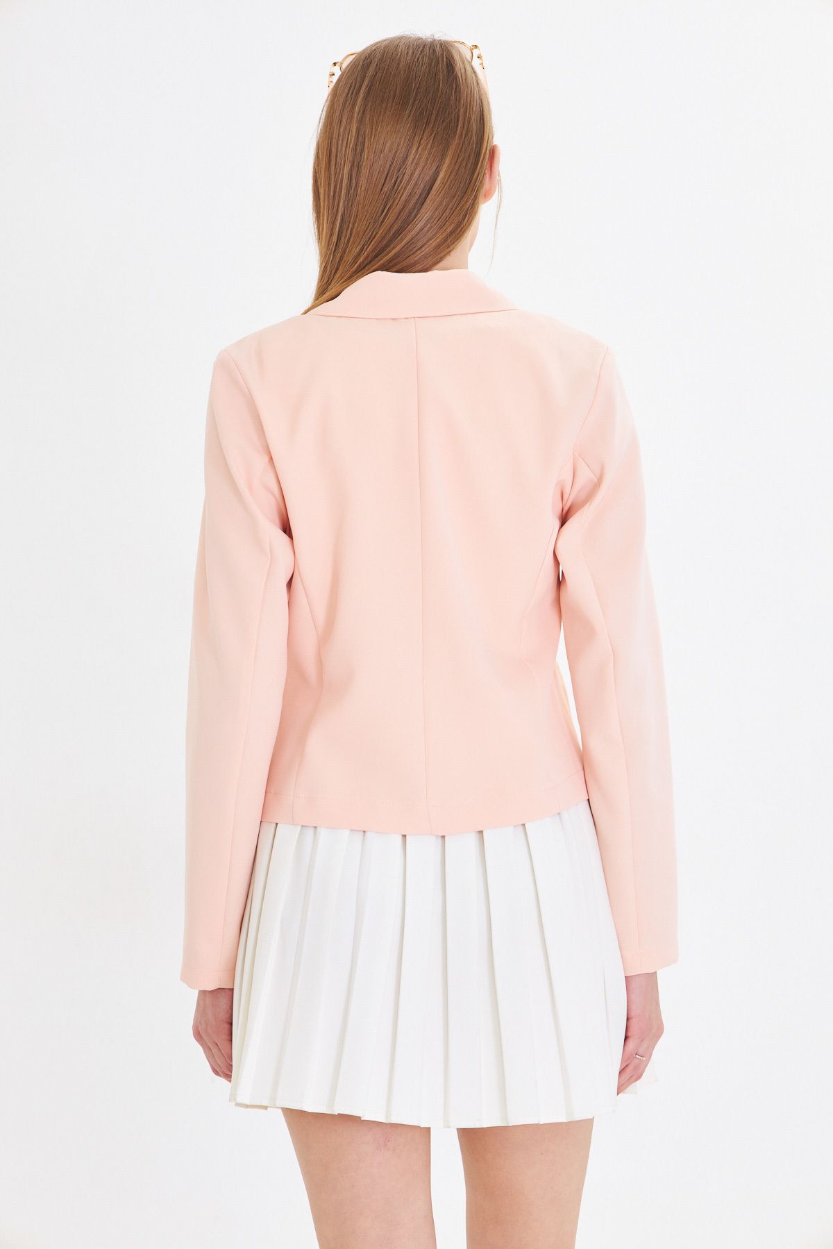 Woman Powder Single button Crop jacket ARM-22Y001237