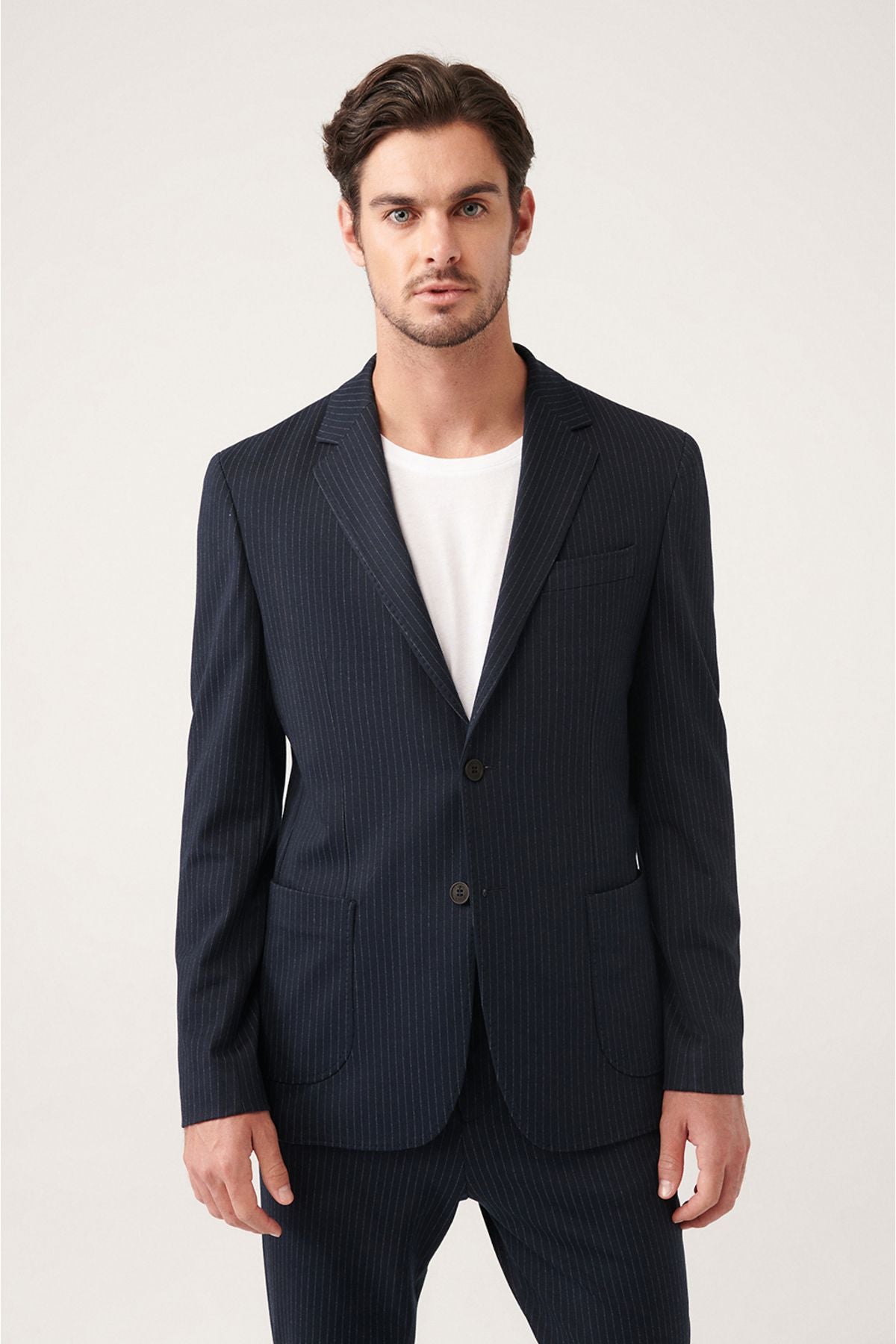 Men's black lining flexible fabric double slit jacket A31y4003
