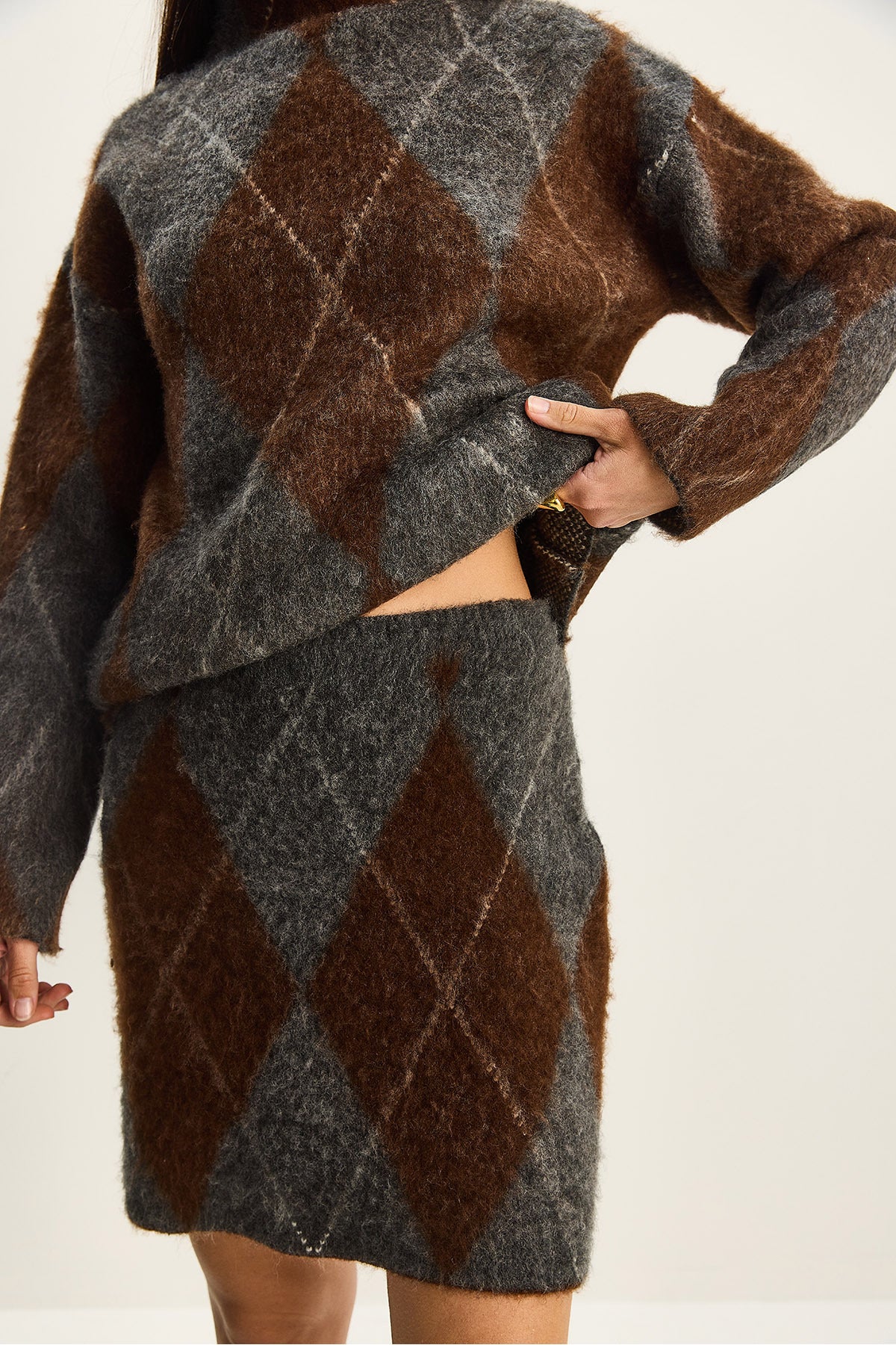 Women's Checkered Patterned Top-Bottom Set 20251083