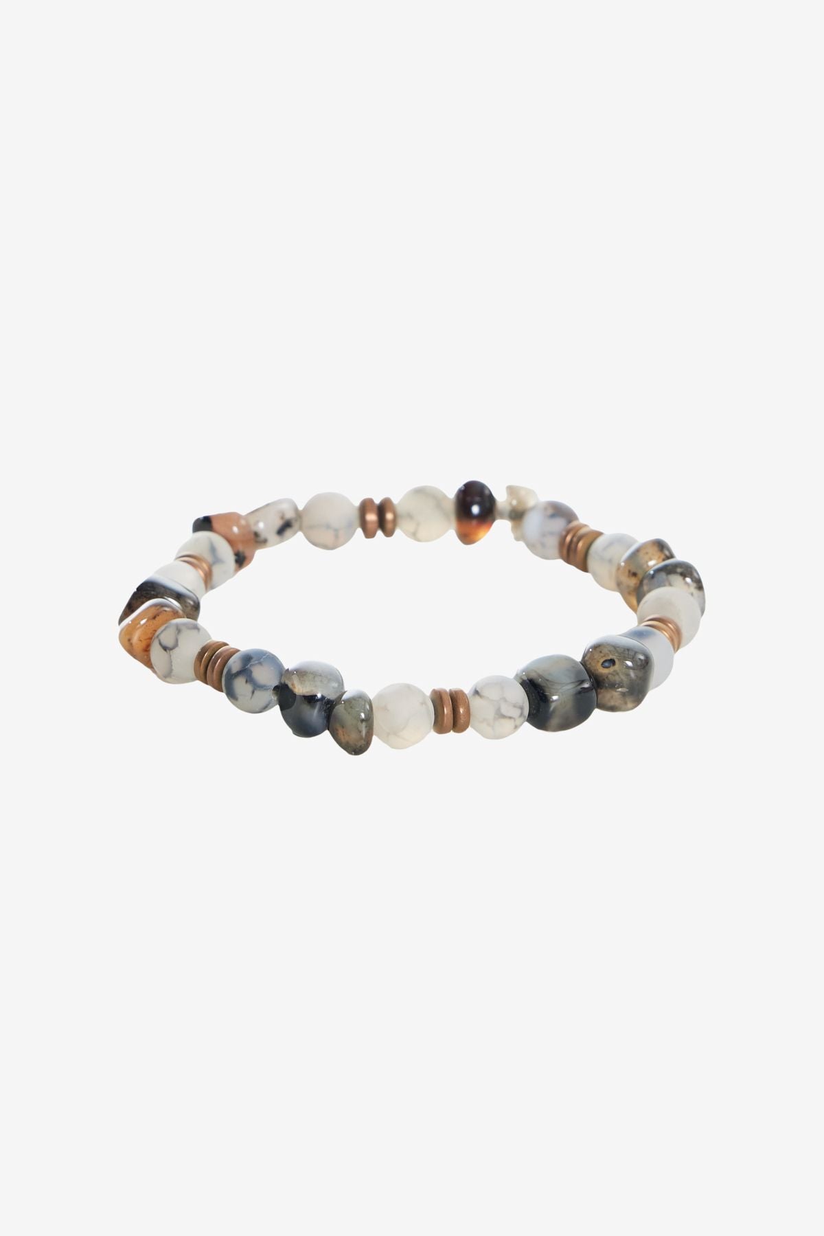 Men's Ecru Natural Stone Bead Bracelet