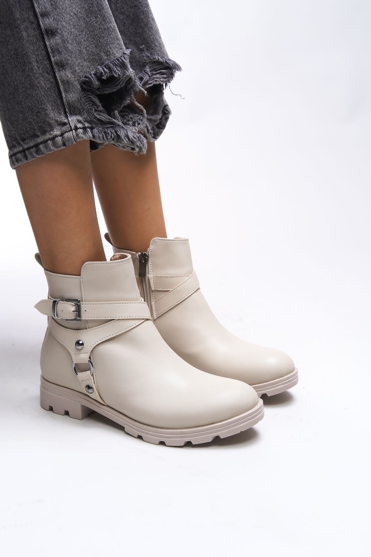 Lislaevar Women's Boka Detailed Bot 0012202 Beige Skin