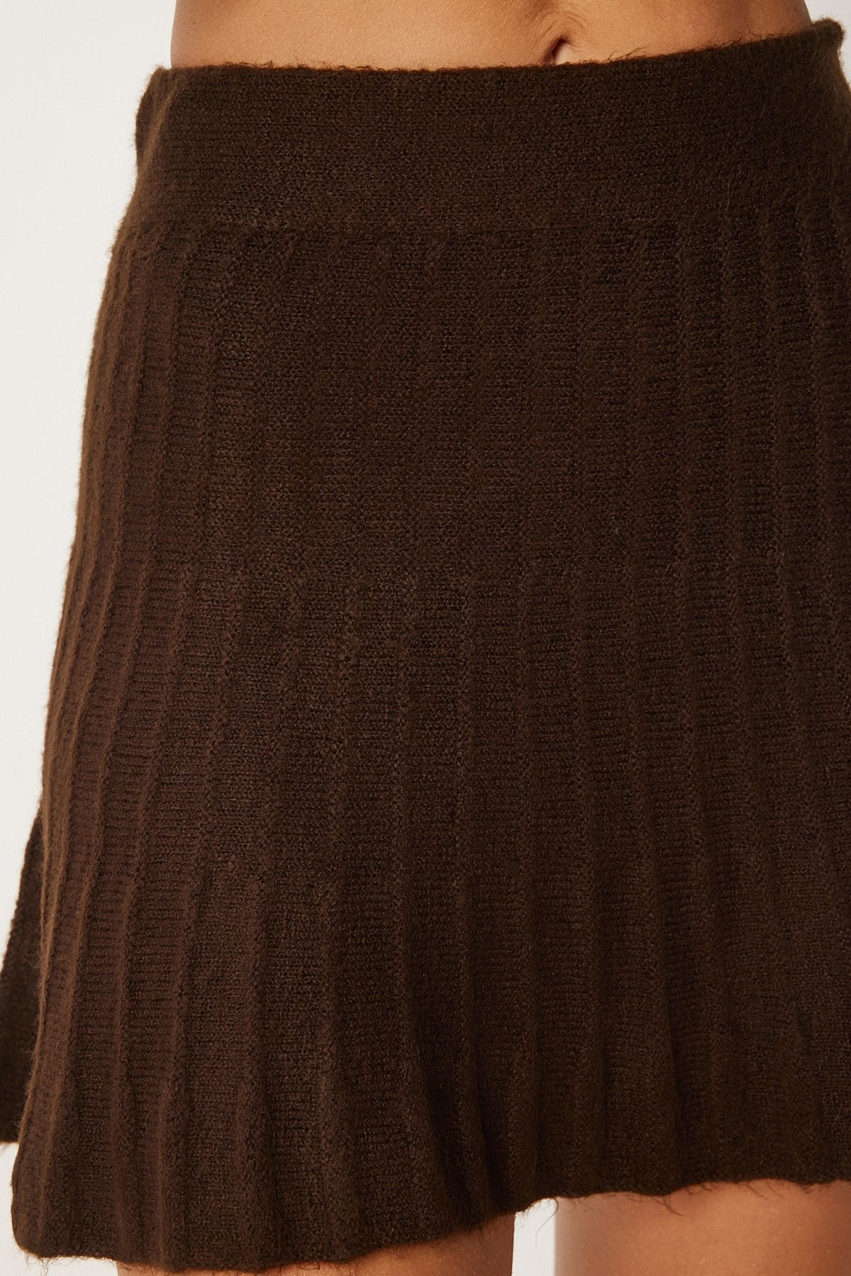 Female brown fisherman collar knitwear sweater skirt set DD01343