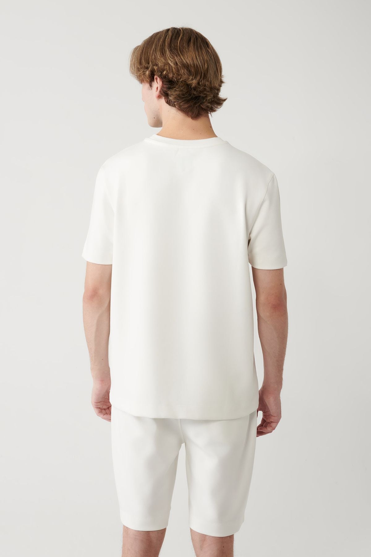 Men's White Soft Touch Bicycle Collar Printed T-Shirt A41y1327