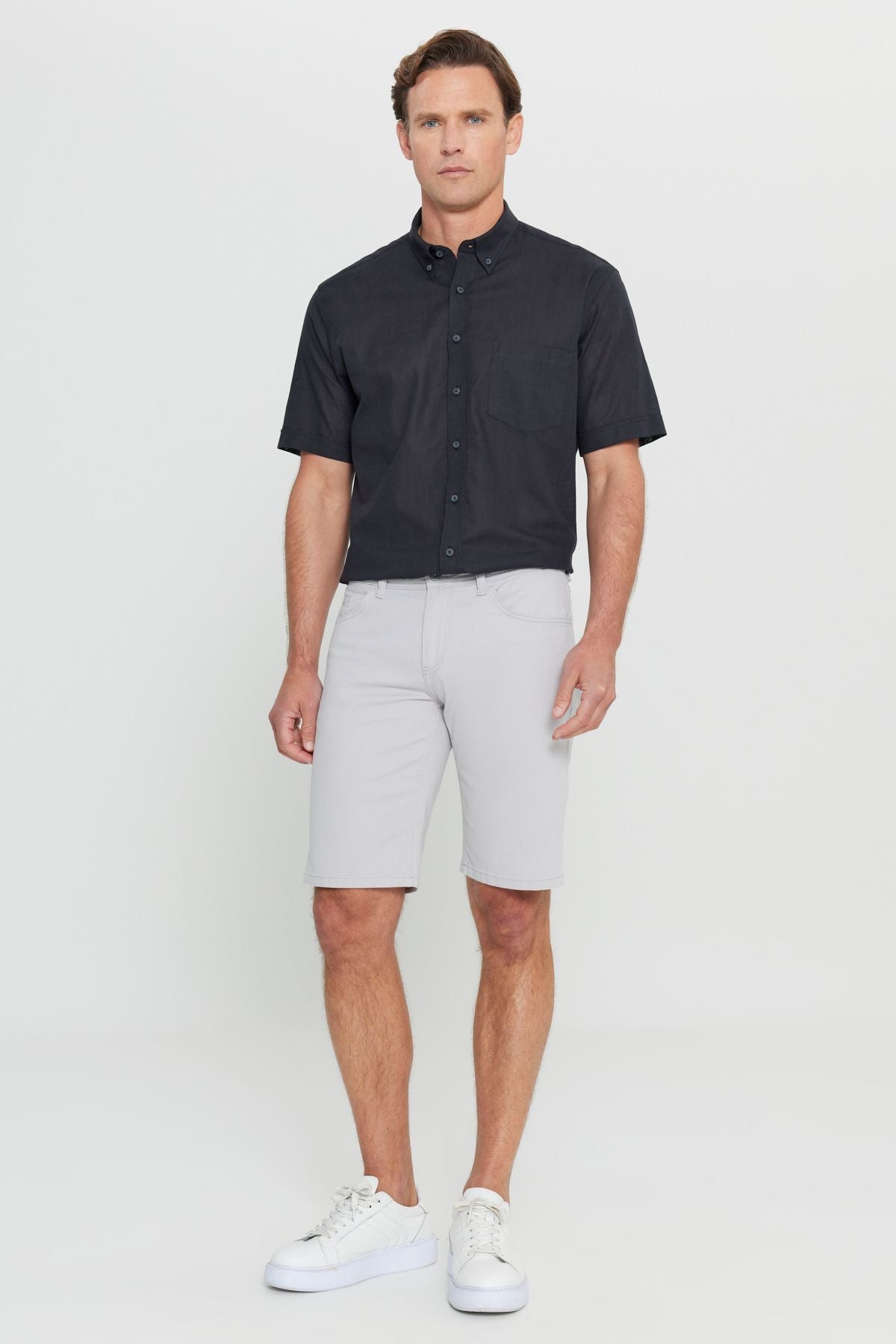 Men's Stone Slim Fit Narrow Cut Amelery 100 %Cotton Casual Chino Shorts