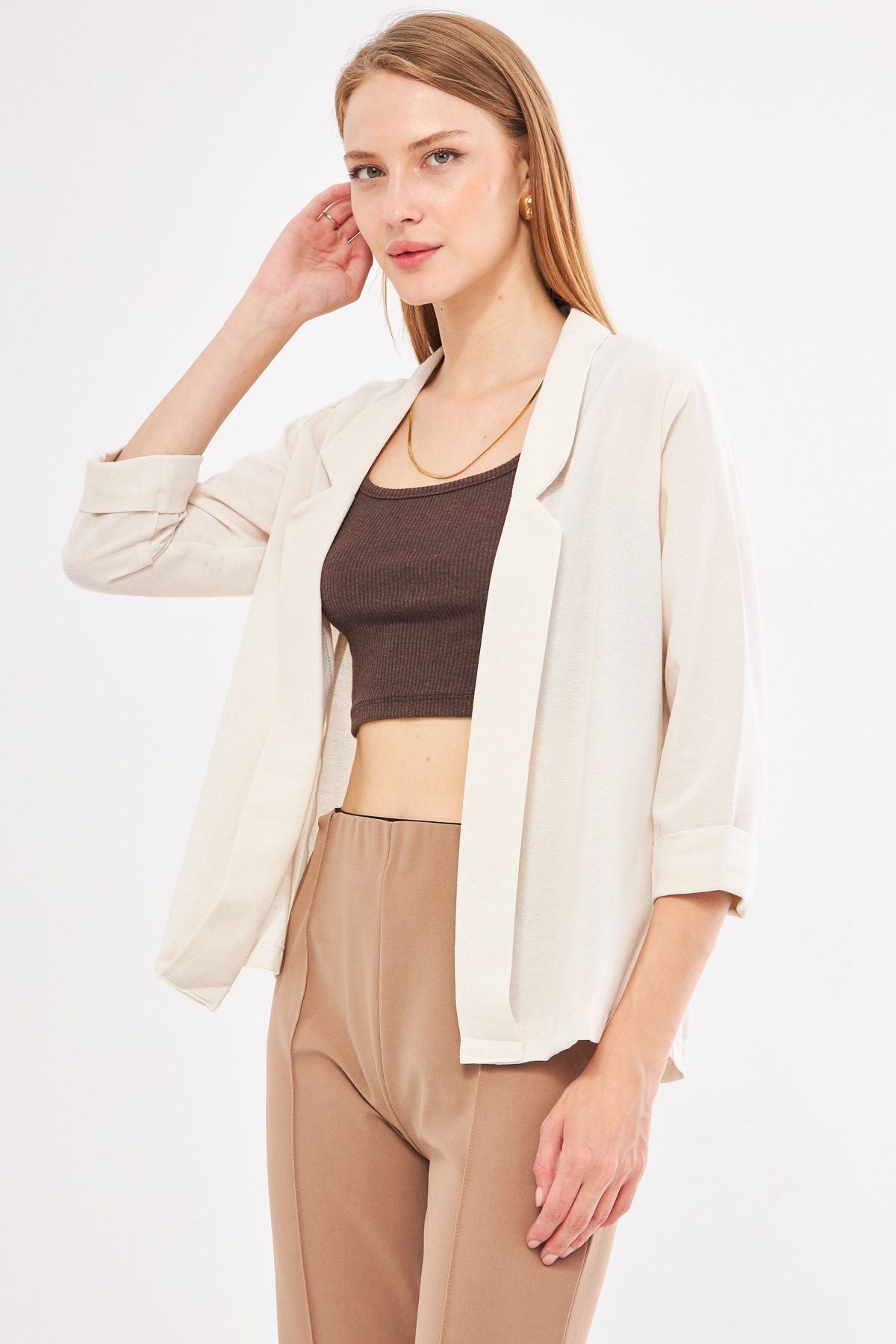 Woman Ecru Dual Arm Jacket ARM-24Y001085