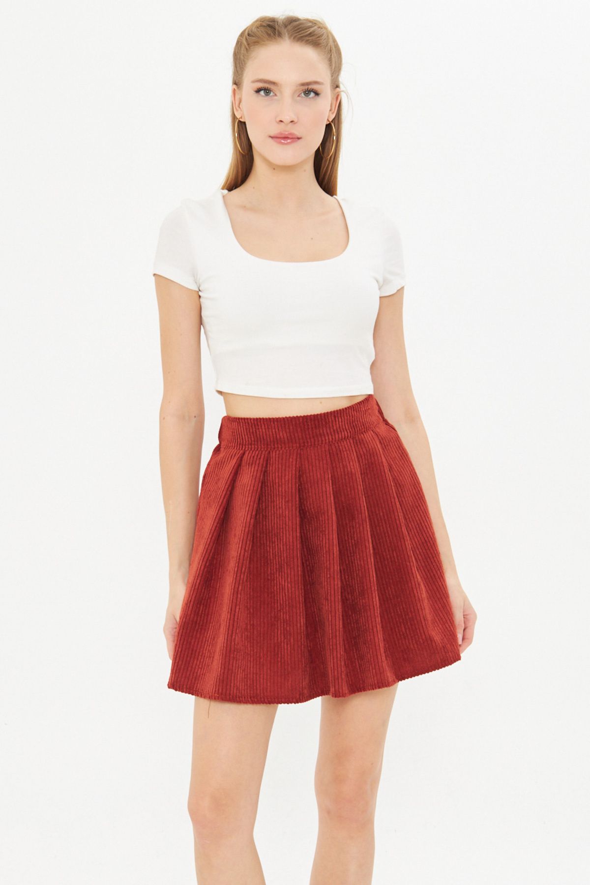 Women's Tile Waist Waist Velvet Short Skirt ARM-25K001080
