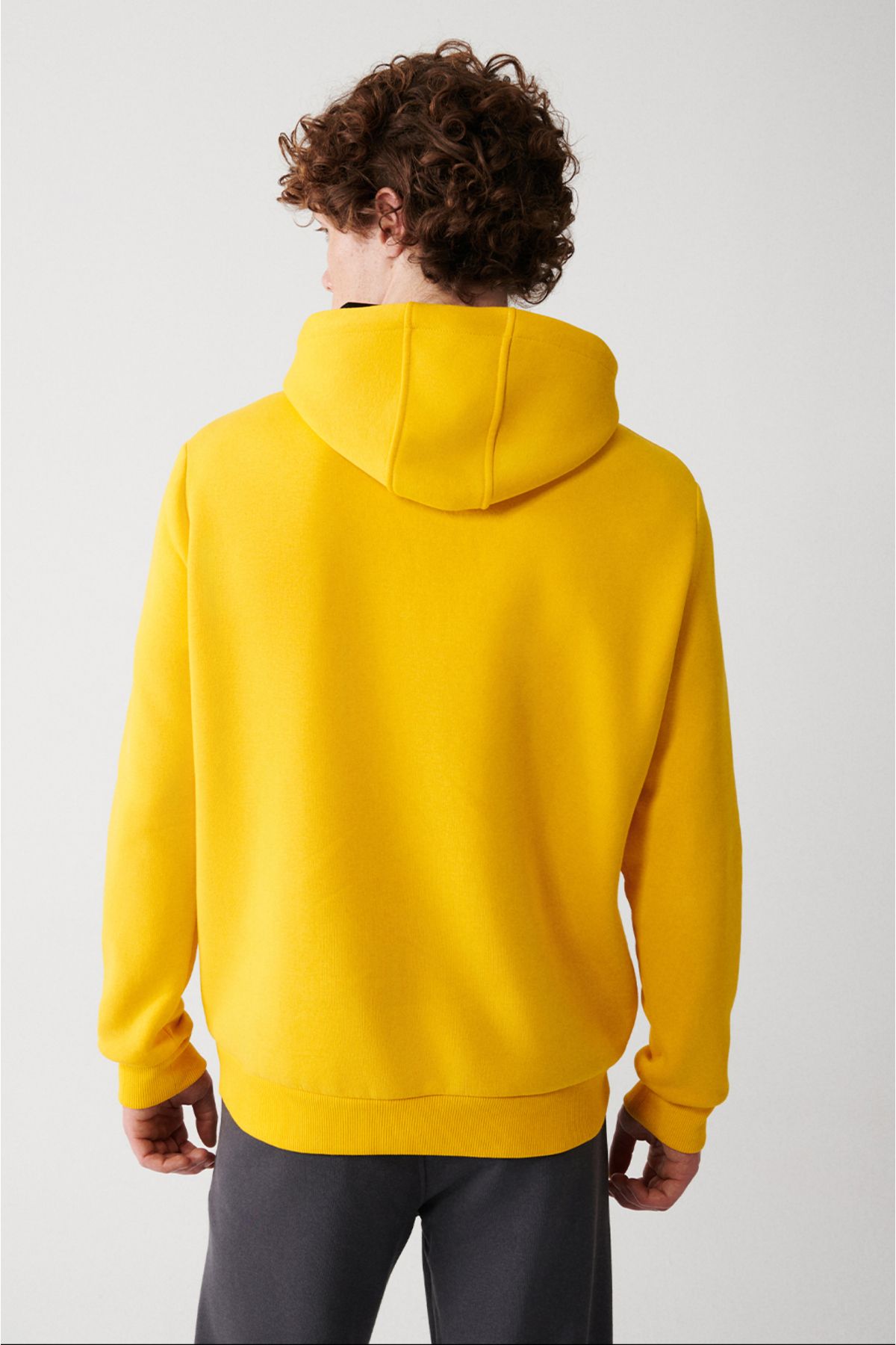 Men's Yellow Hooded 3 -IP Cotton Sweatshirt E001018