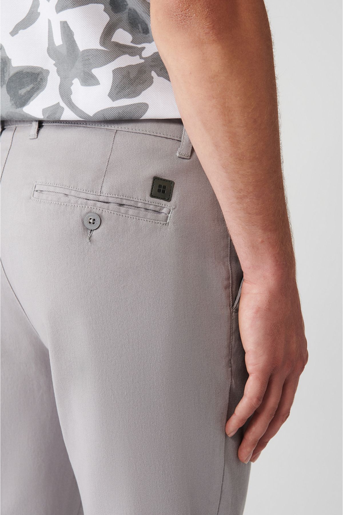 Men's Gray Side Pocket Flexible Chino Canvas Pants E003008