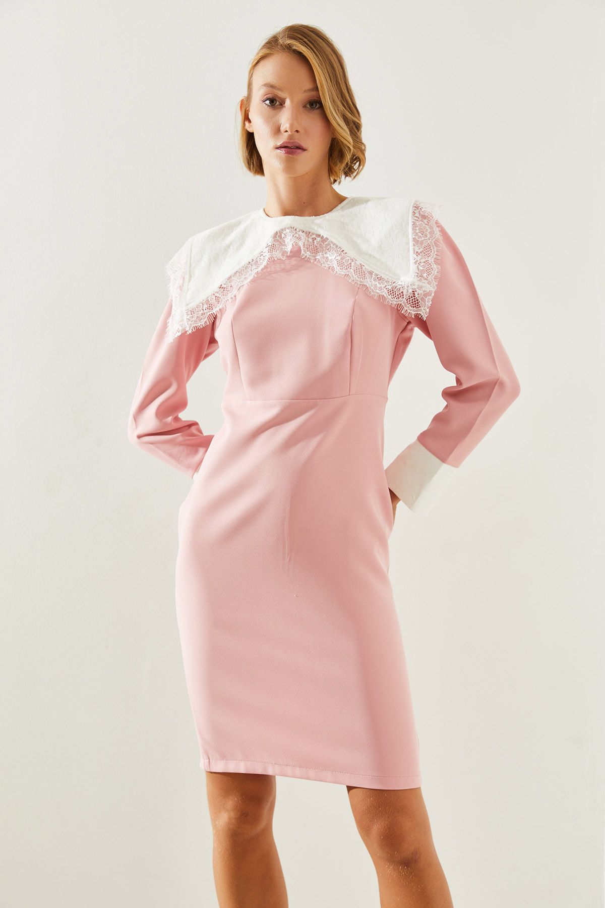 Female headline detailed mobile collar fit cut dress 21304 60251706