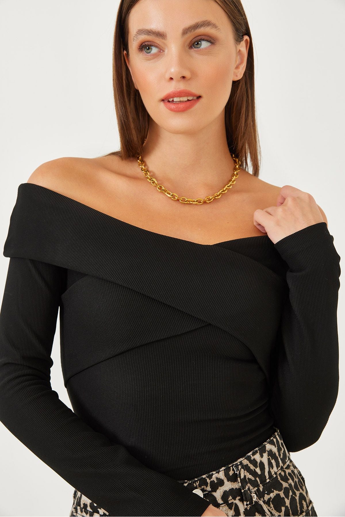 Woman Ottoman Fabric Cross Back Detail Blouse 60251890
